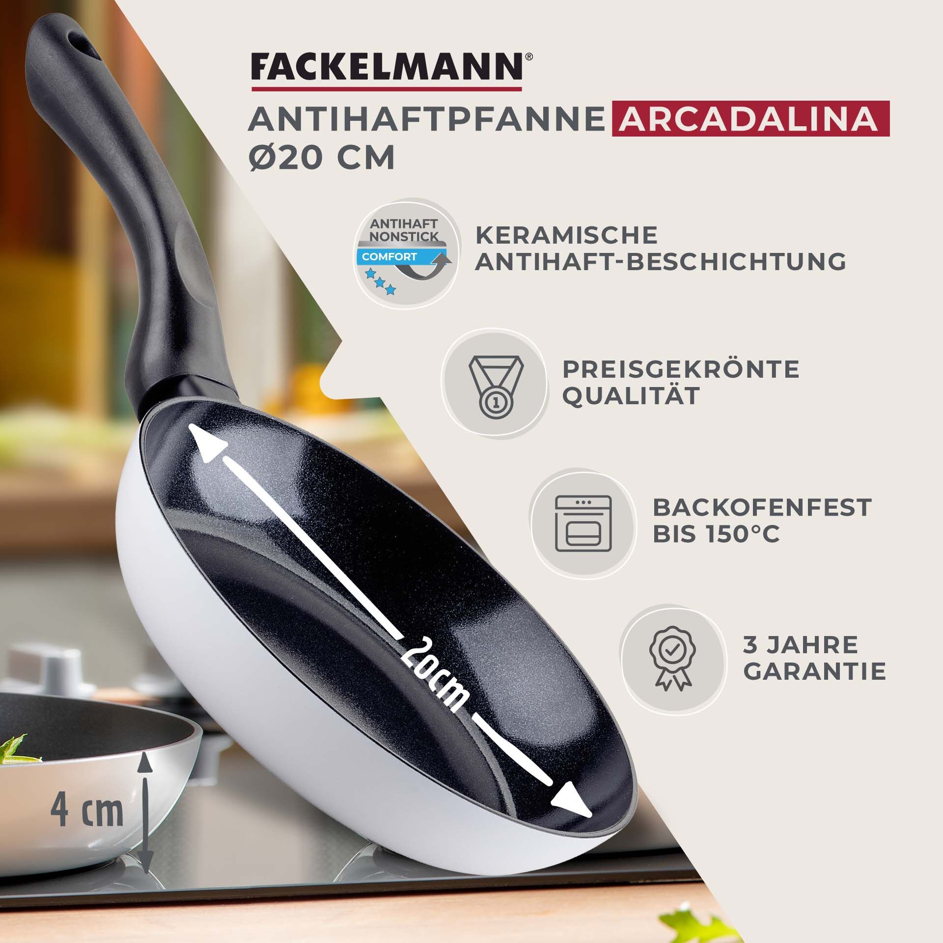 Bratpfanne Arcadalina, Keramik, antihaft, Ø20cm