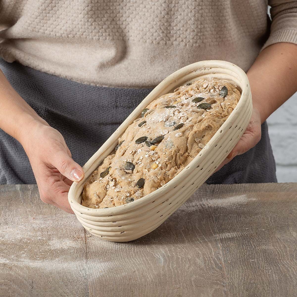 Gärkörbchen länglich, Rattan, 30cm