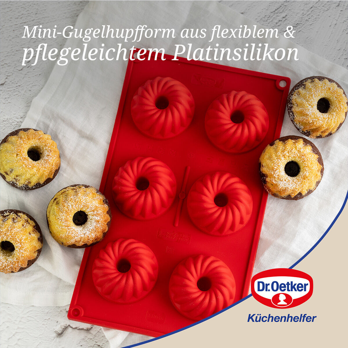 Gugelhupfform Mini Flexxibel Love, 6er, Silikon