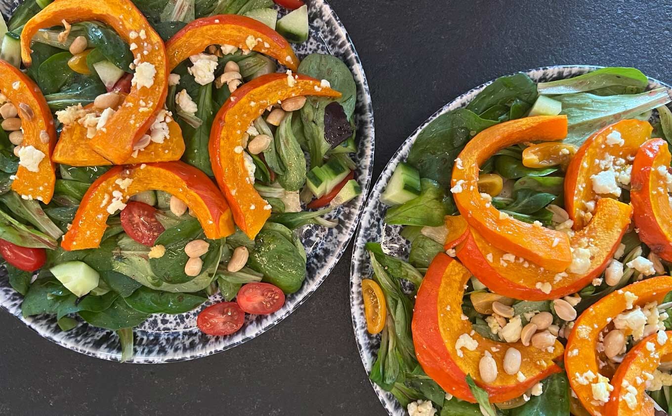 Gebackener Kürbis mit Feta Gebackener Kürbis mit Feta