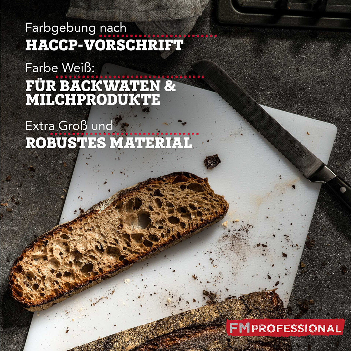 Schneidebrett HACCP für Backwaren, 45x30cm, weiß