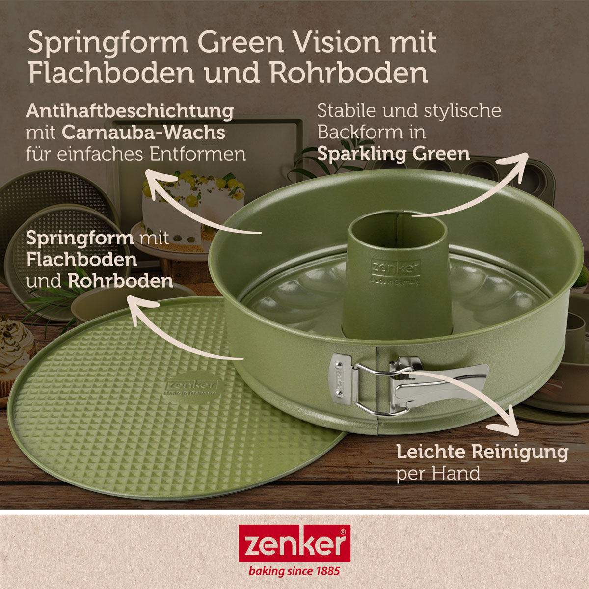 Springform mit Flach- und Rohrboden Green Vision, Ø 26cm