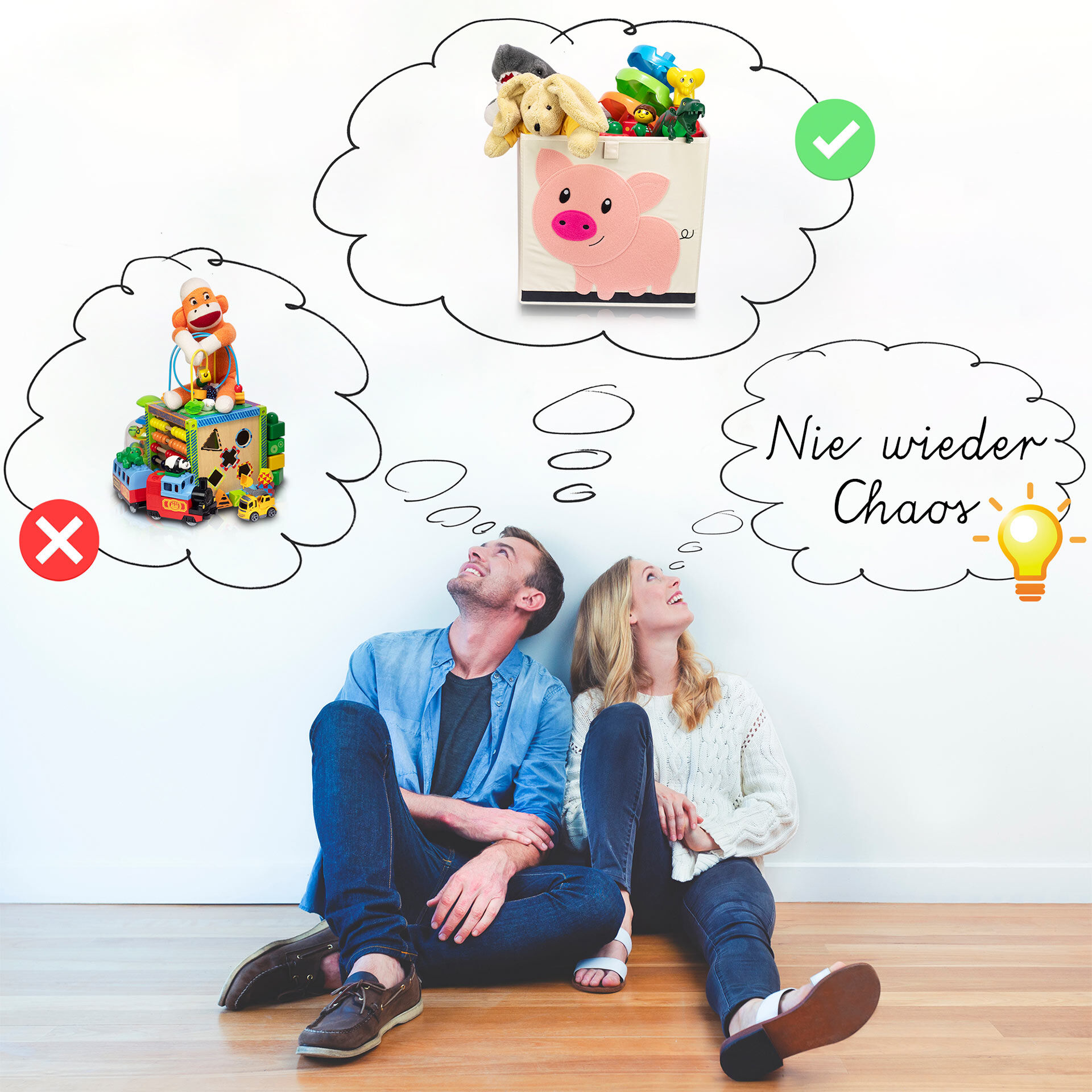 Aufbewahrungsbox 2er-Set Dino, 33x33x33cm