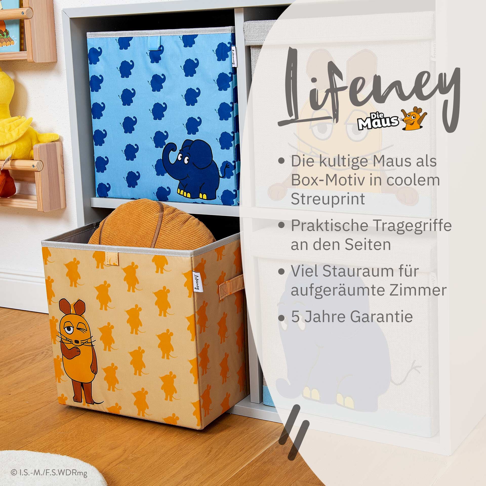 Aufbewahrungsbox DieMaus, apricot, 30x30x30cm