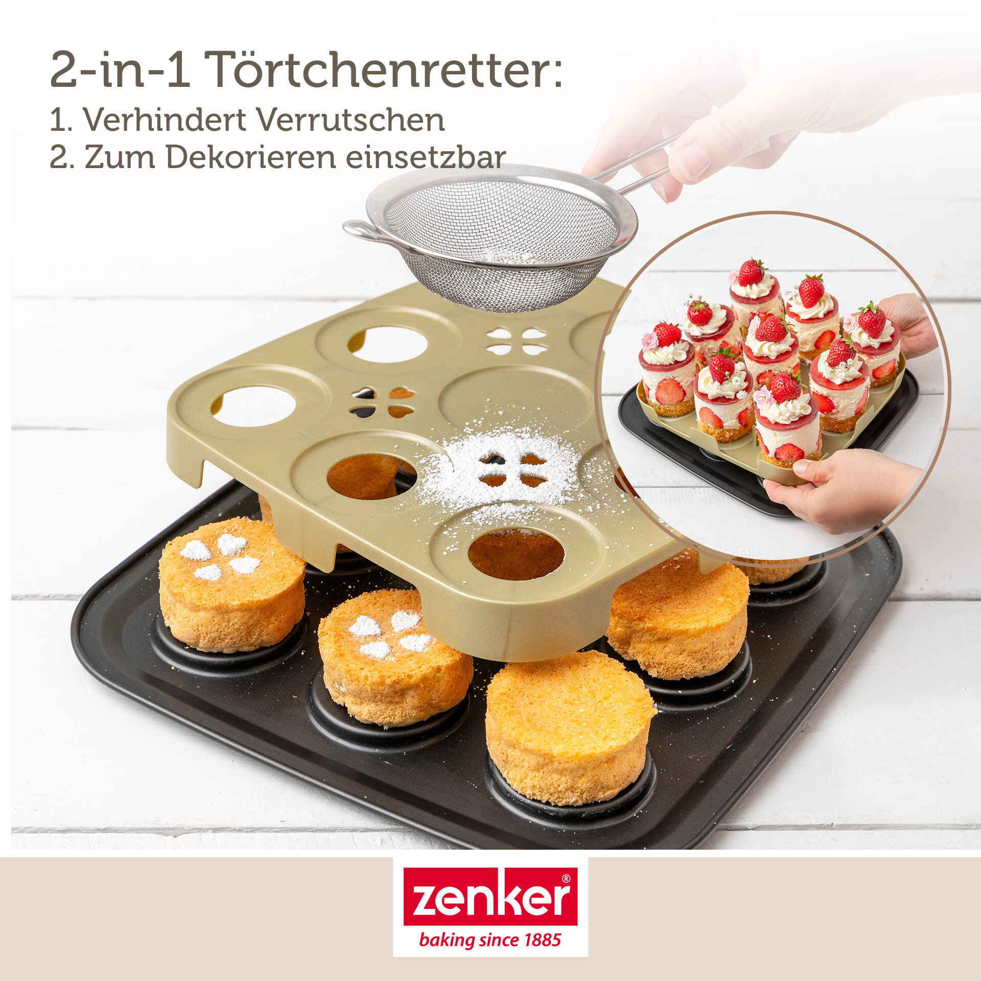 Mini Törtchen Backblech mit Transporthaube & Törtchenretter, 9er