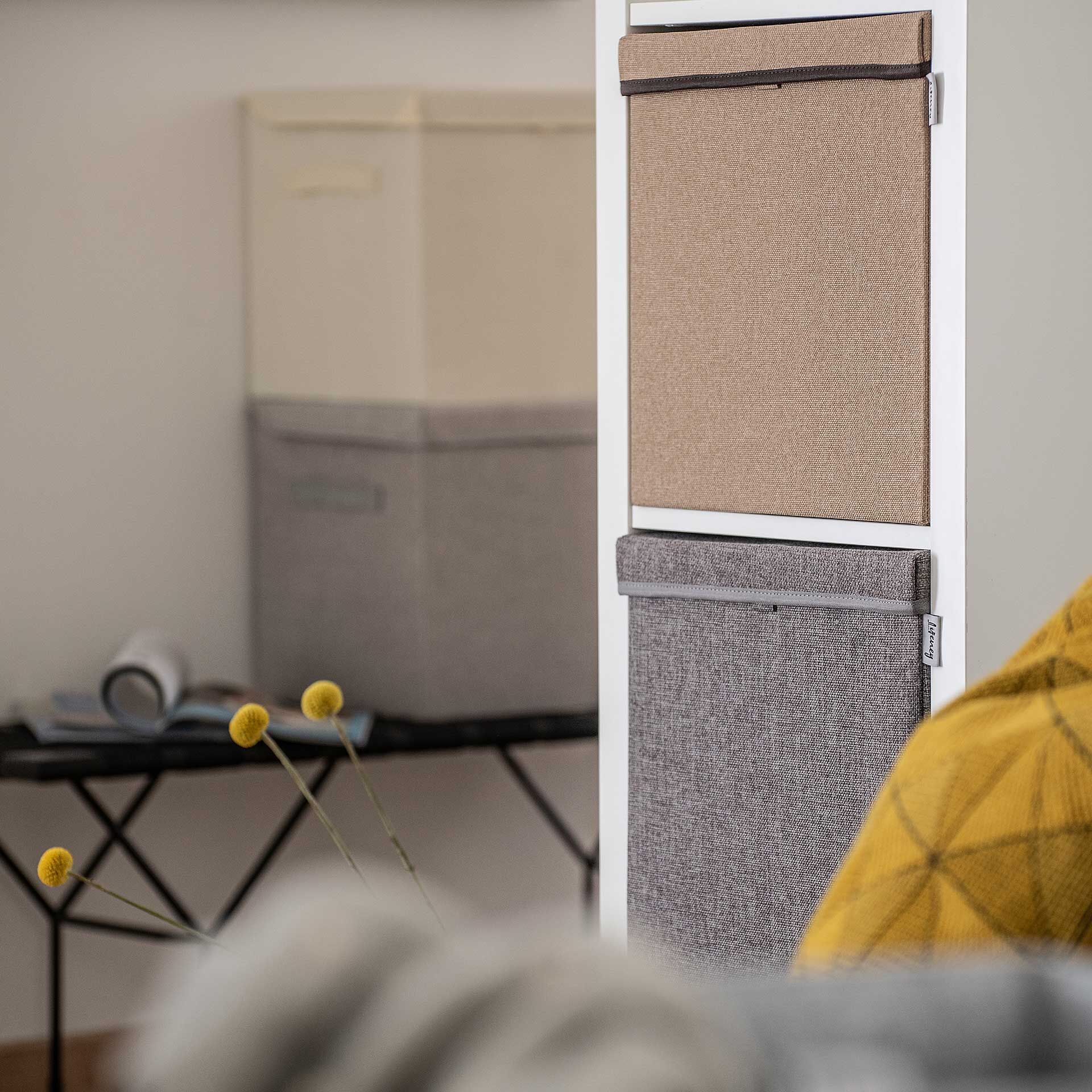 Aufbewahrungsbox 2er-Set, grau, mit Deckel, 33x33x33cm