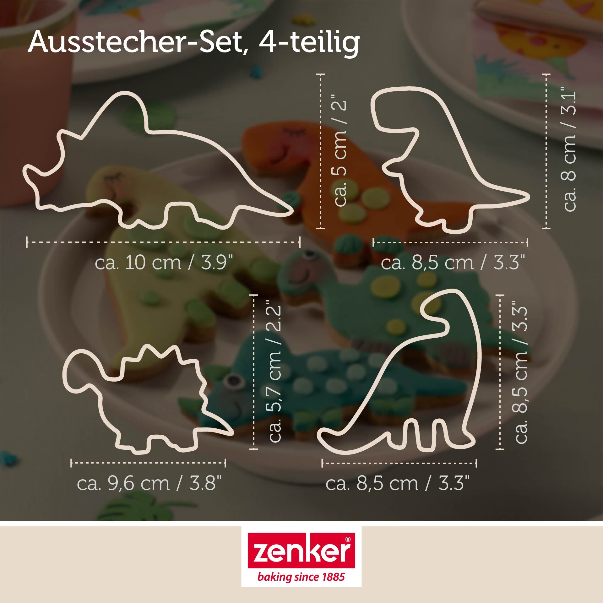 Dinosaurier-Ausstecher-Set, 4-teilig