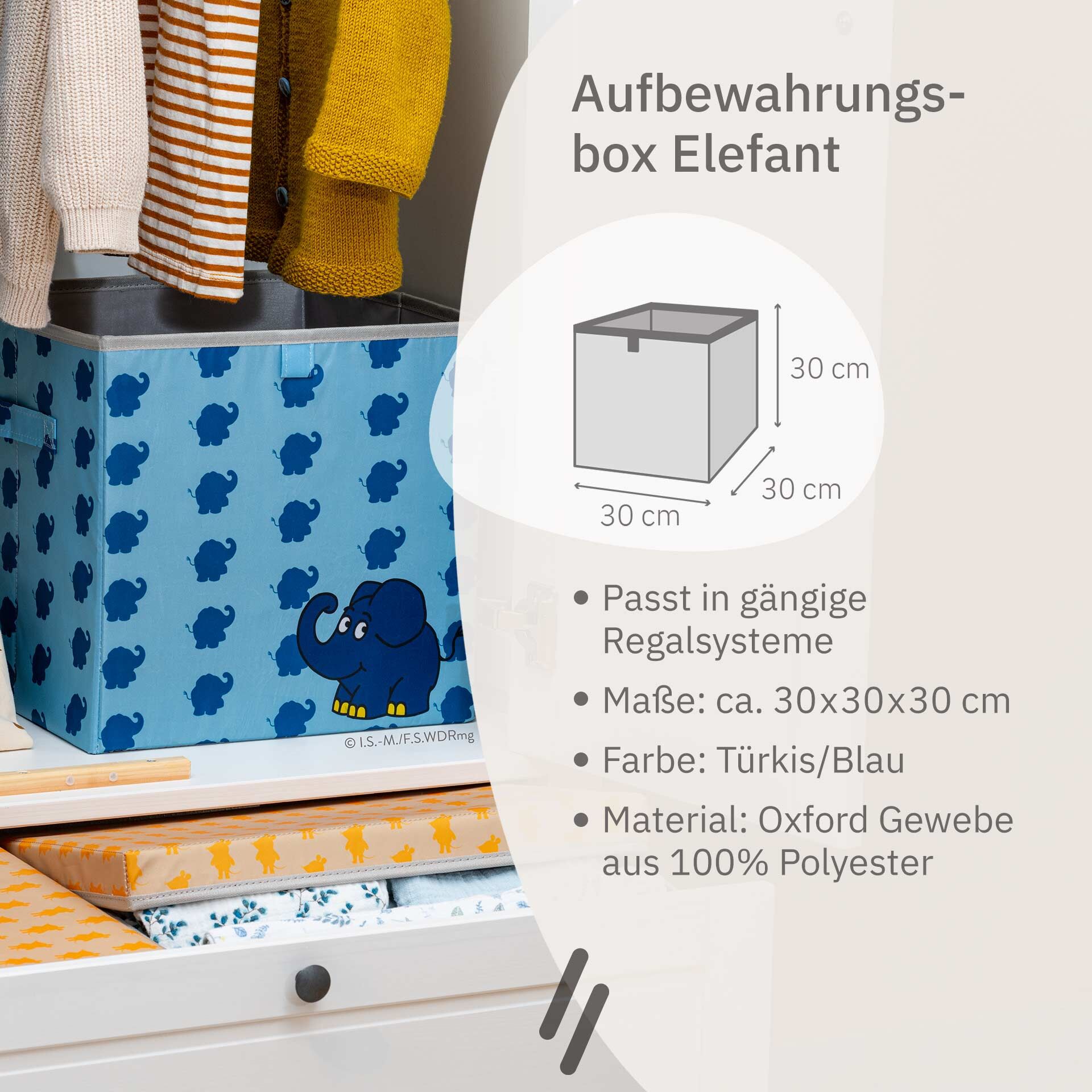 Aufbewahrungsbox DieMaus Elefant, blau