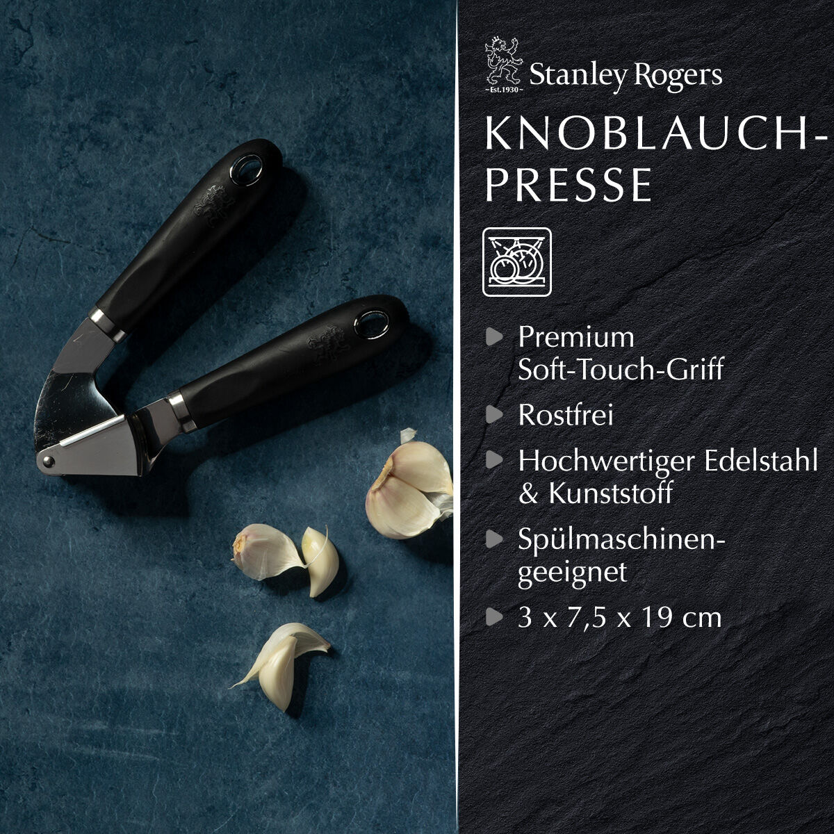 Knoblauchpresse Pride, 19cm, Edelstahl