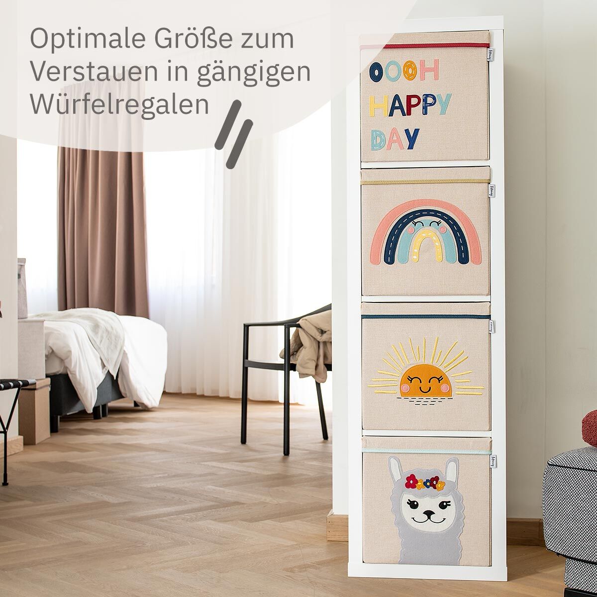 Aufbewahrungsbox mit Deckel Regenbogen, 33x33x33cm