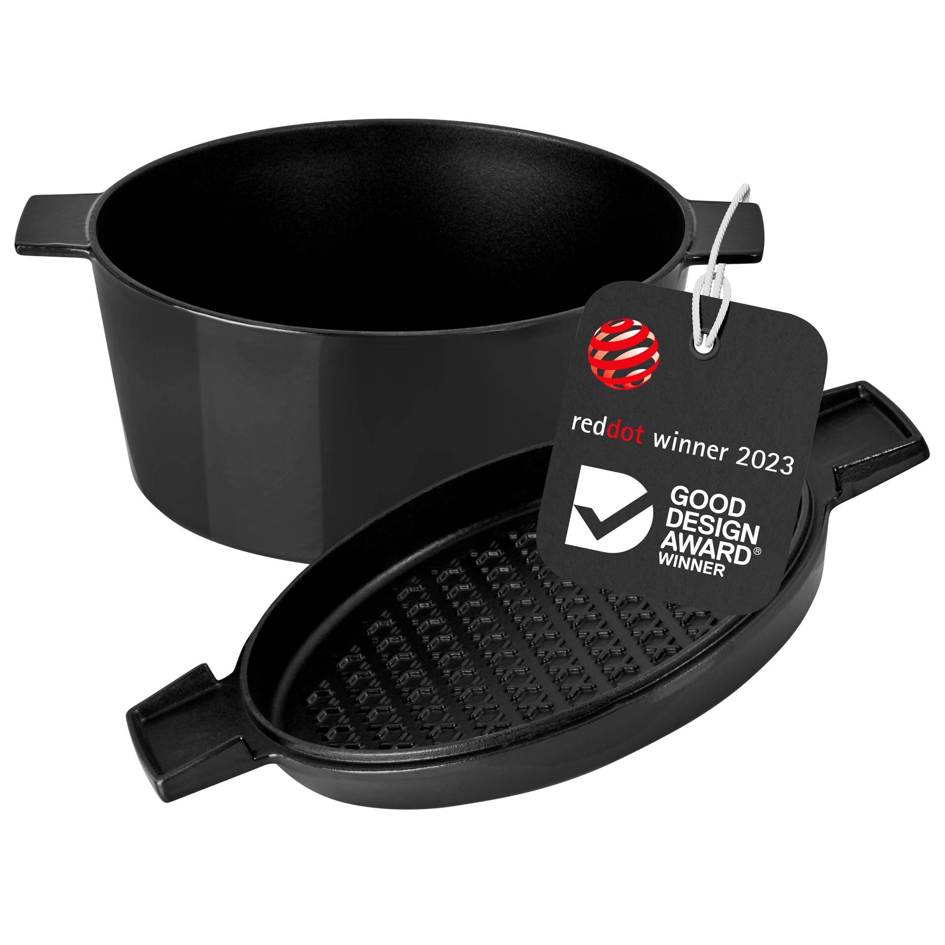 Cocotte mit Grilldeckel, 28cm, Gusseisen, schwarz Cocotte mit Grilldeckel, 28cm, Gusseisen, schwarz