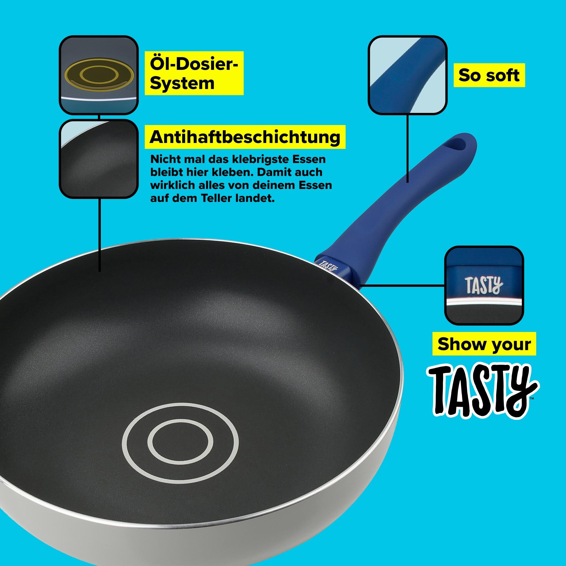 Wok Pfanne mit Öldosiersystem, Ø28cm