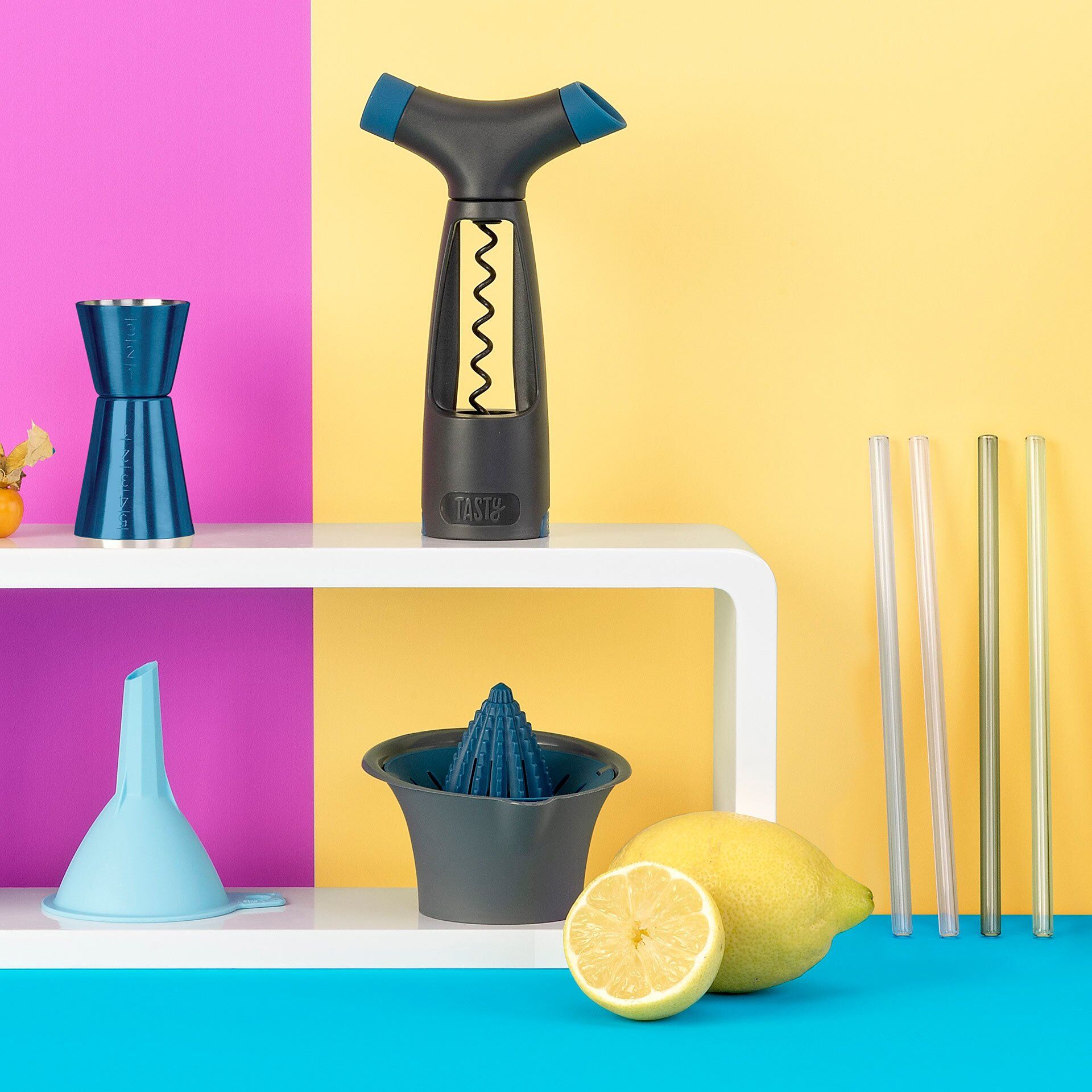 Tasty Strohhalme wiederverwendbar, inkl. Reinigungsbürste, 4 Stück, Glas