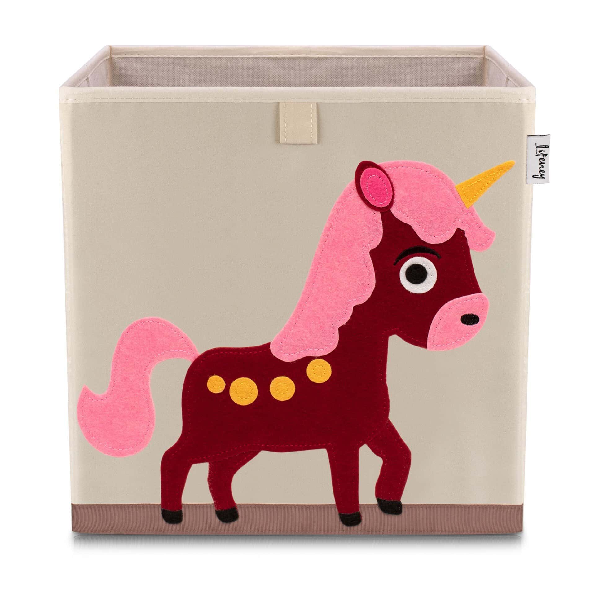 Aufbewahrungsbox Einhorn, beige, 33x33x33cm