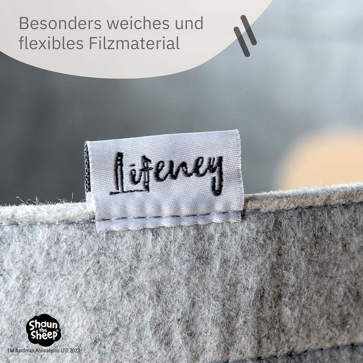 Aufbewahrungskorb Shaun und Freunde, Filz, 43,5x46cm