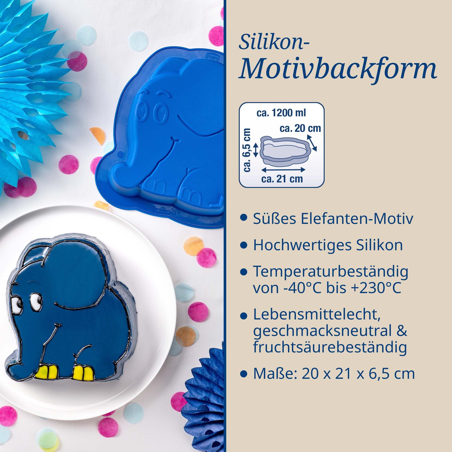 Motivbackform DieMaus Elefant, Silikon