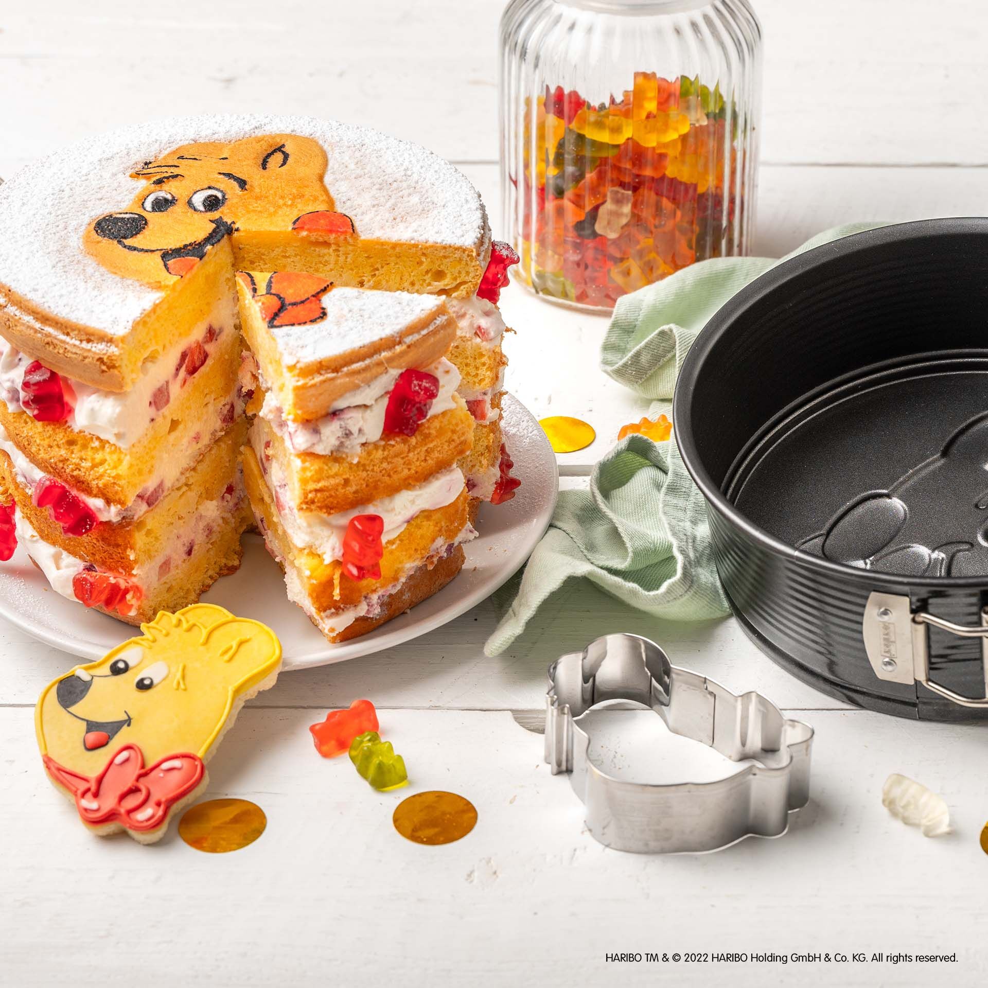 Springform mit Motivboden + Ausstecher HARIBO Goldbär, Ø18cm
