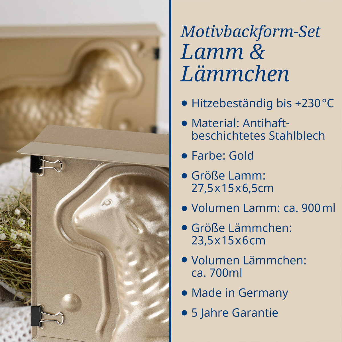Backformen-Set "Lamm und Lämmchen gold", 2-teilig