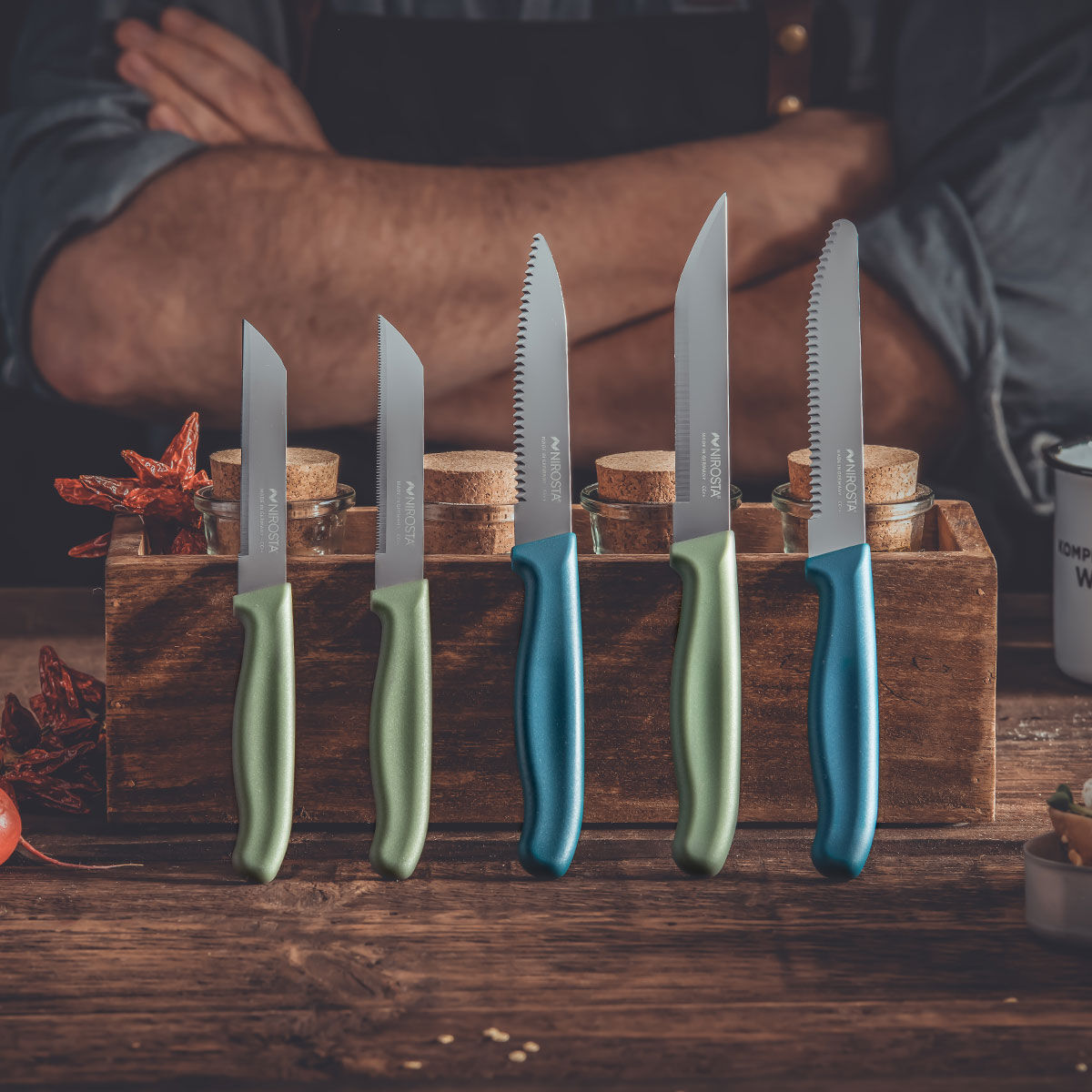 Gemüsemesser-Set Elemental, 2 Stück, grün