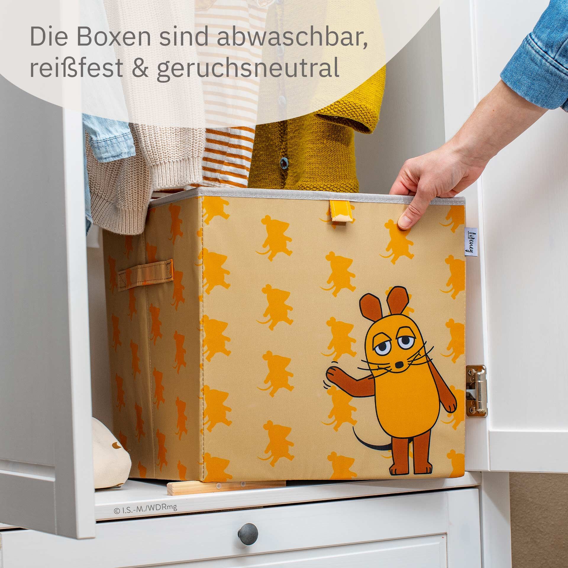 Aufbewahrungsbox 2er-Set DieMaus & Elefant, 33x33x33cm