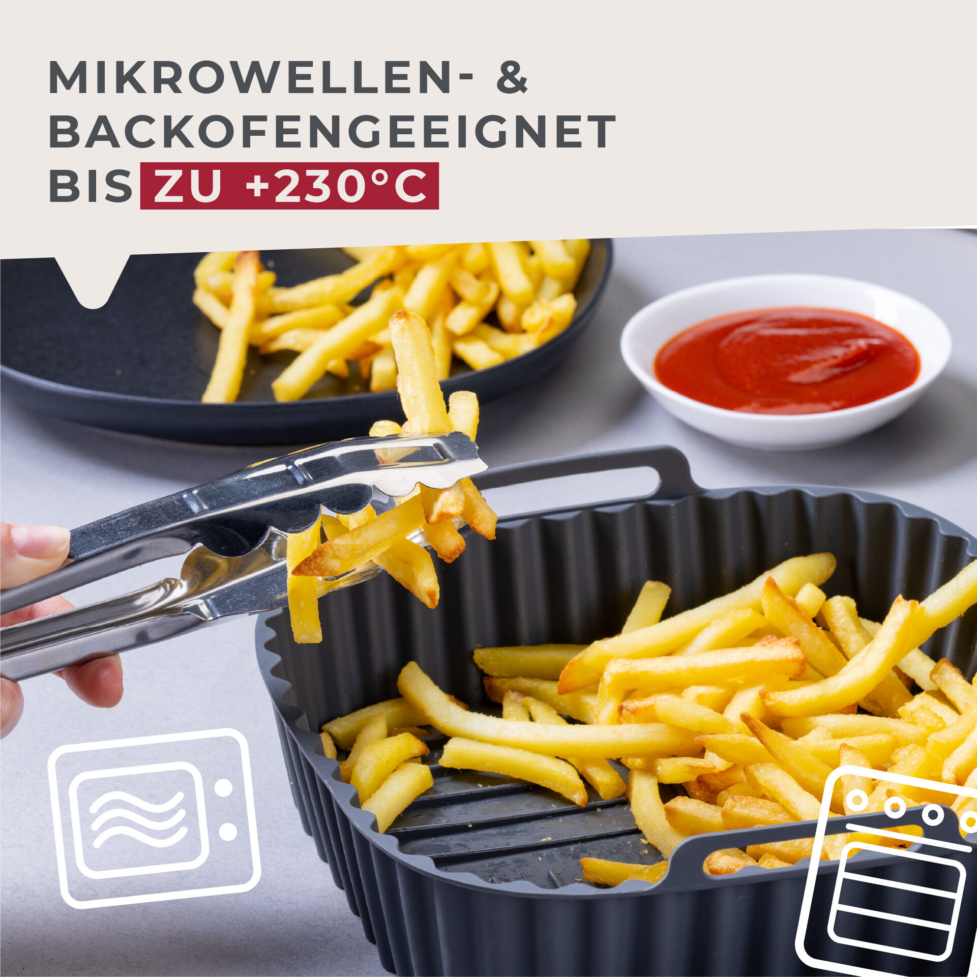 Silikonform für Heißluftfritteuse eckig, 19x19x5cm