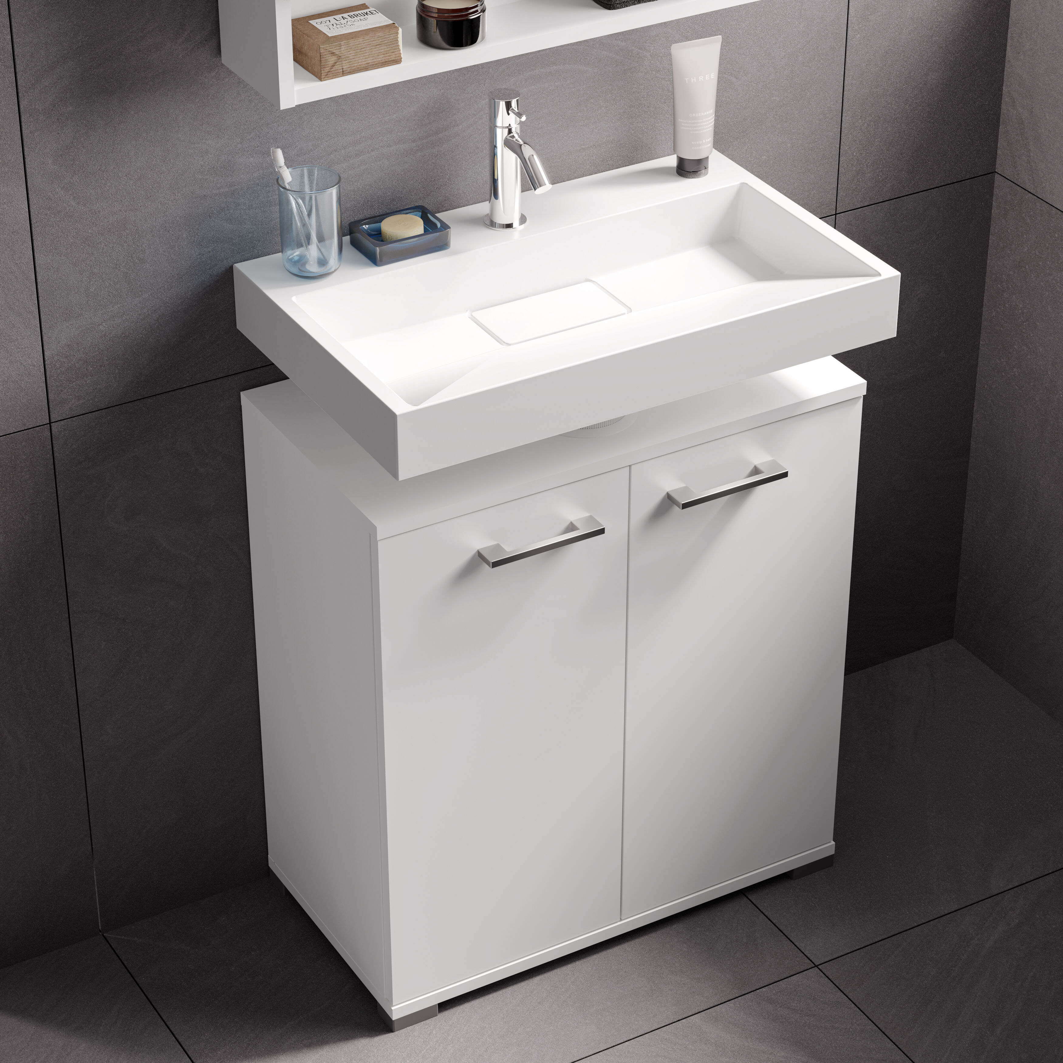 Waschbeckenunterschrank Easy, 60cm, weiß, stehend