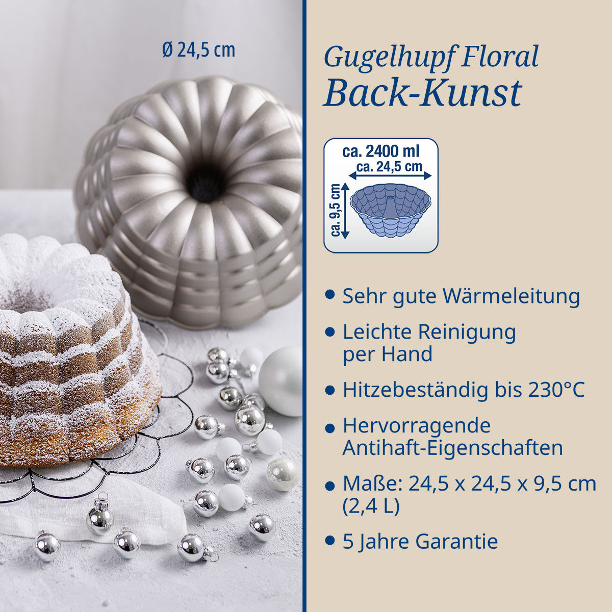 Gugelhupfform Floral Back-Kunst, Ø24cm