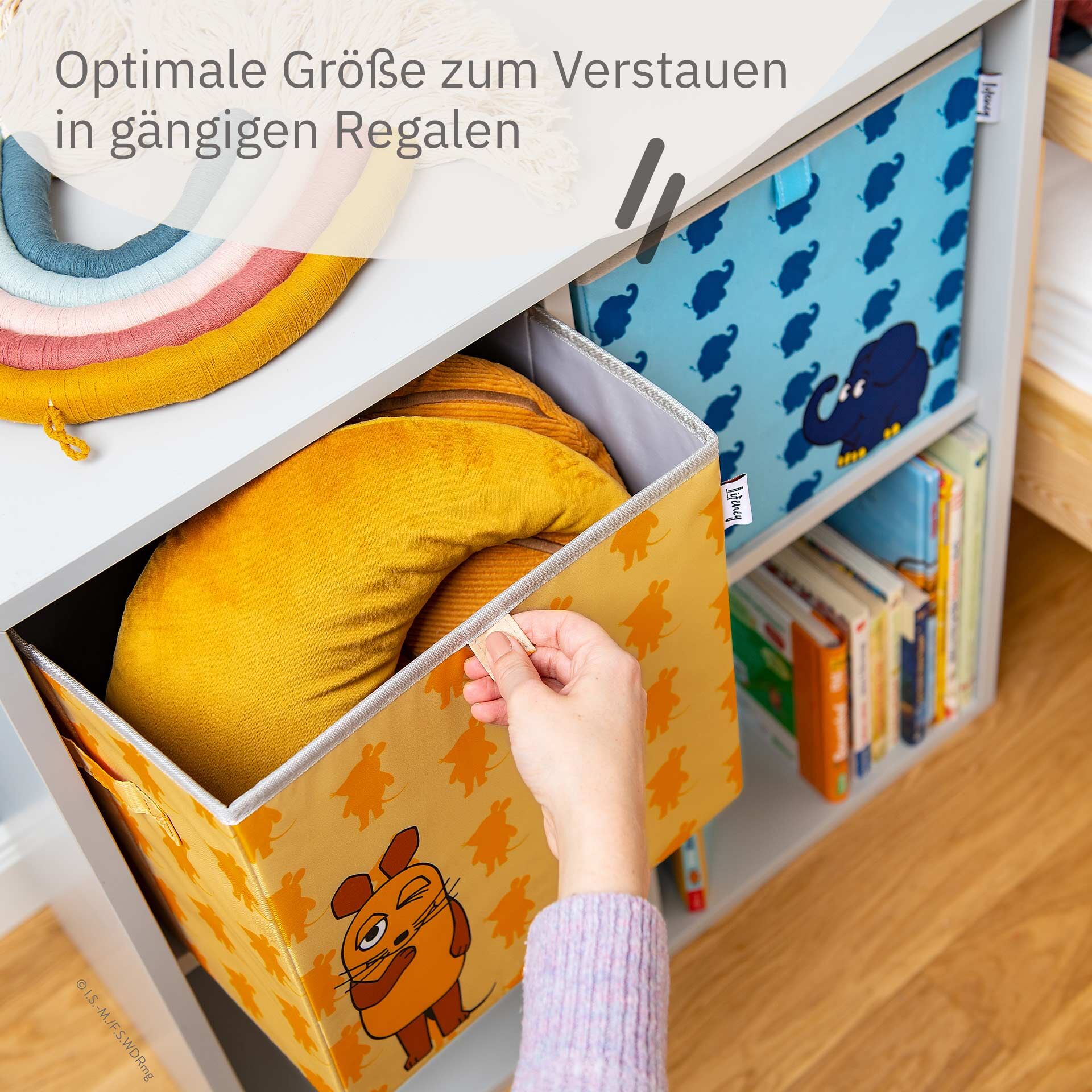 Aufbewahrungsbox 2er-Set DieMaus & Elefant, 30x30x30cm