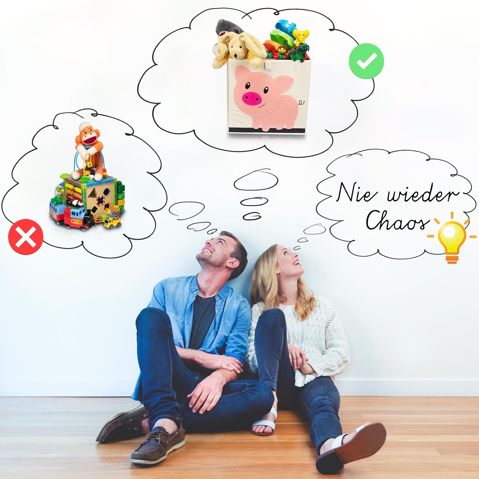 Aufbewahrungsbox Delfin, beige, 33x33x33cm