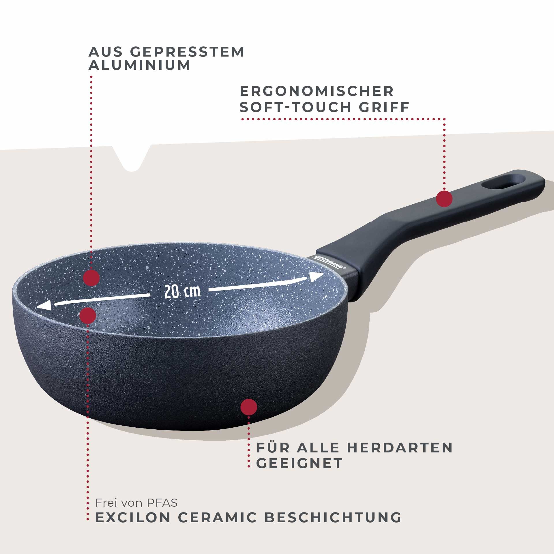 Wokpfanne Cosmo, Keramik, antihaft, Ø20cm