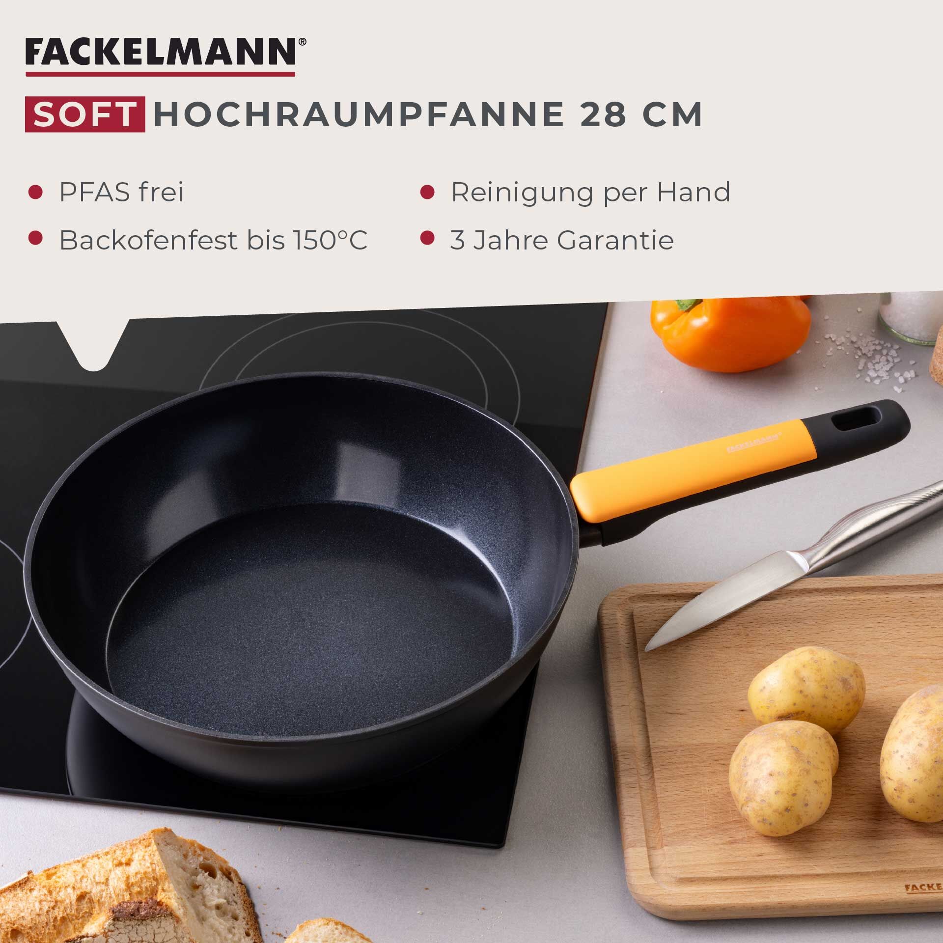 Hochrandpfanne Soft Collection, Keramik, antihaft, Ø28cm