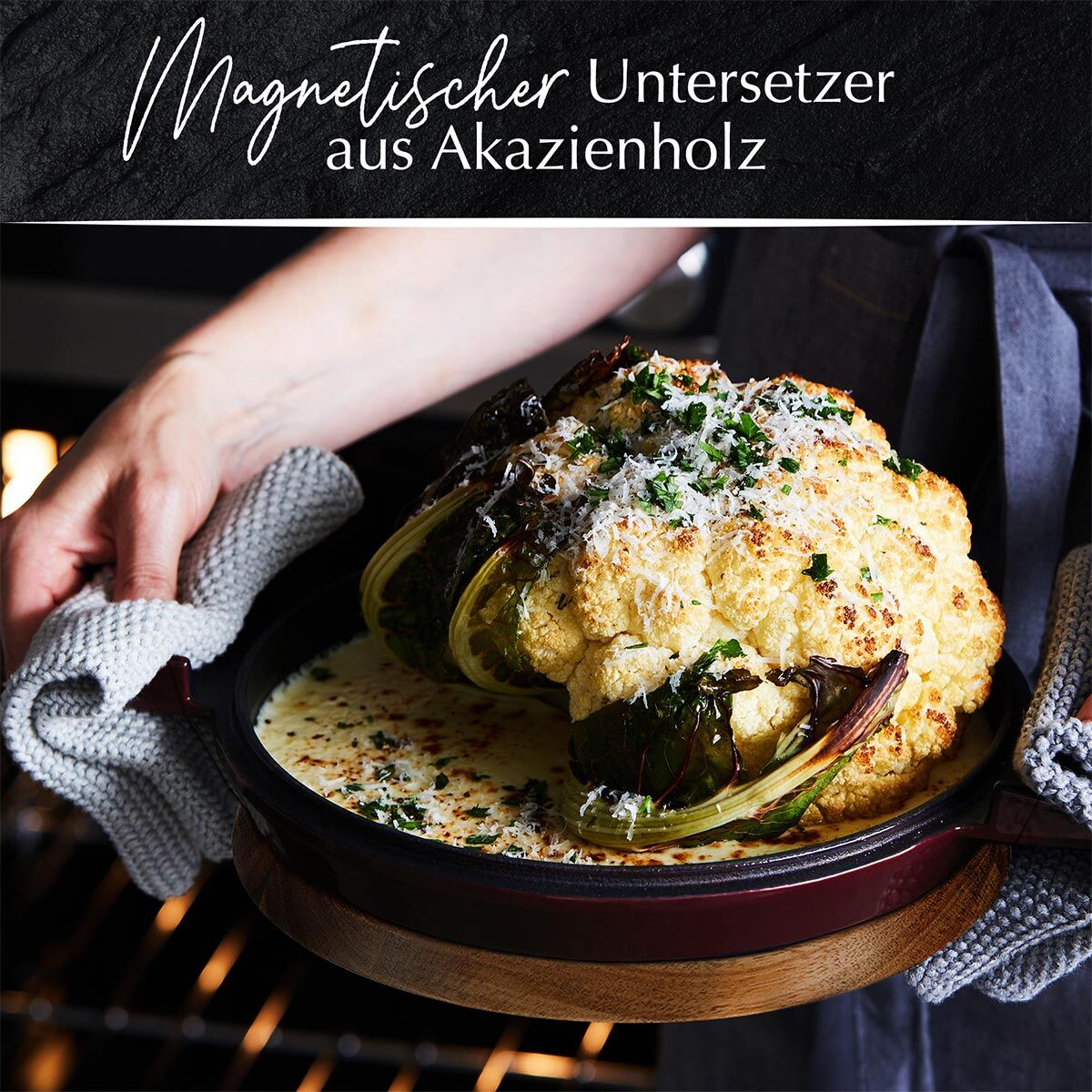 Set Cocotte mit Grilldeckel + Untersetzer, Gusseisen, 24cm, bordeaux Set Cocotte mit Grilldeckel + Untersetzer, Gusseisen, 24cm, bordeaux