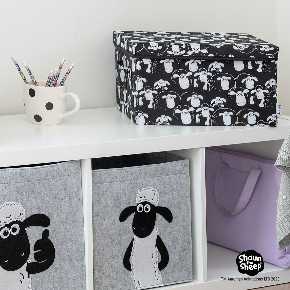 Aufbewahrungsbox mit Deckel Shaun schwarz, 25x37x21cm