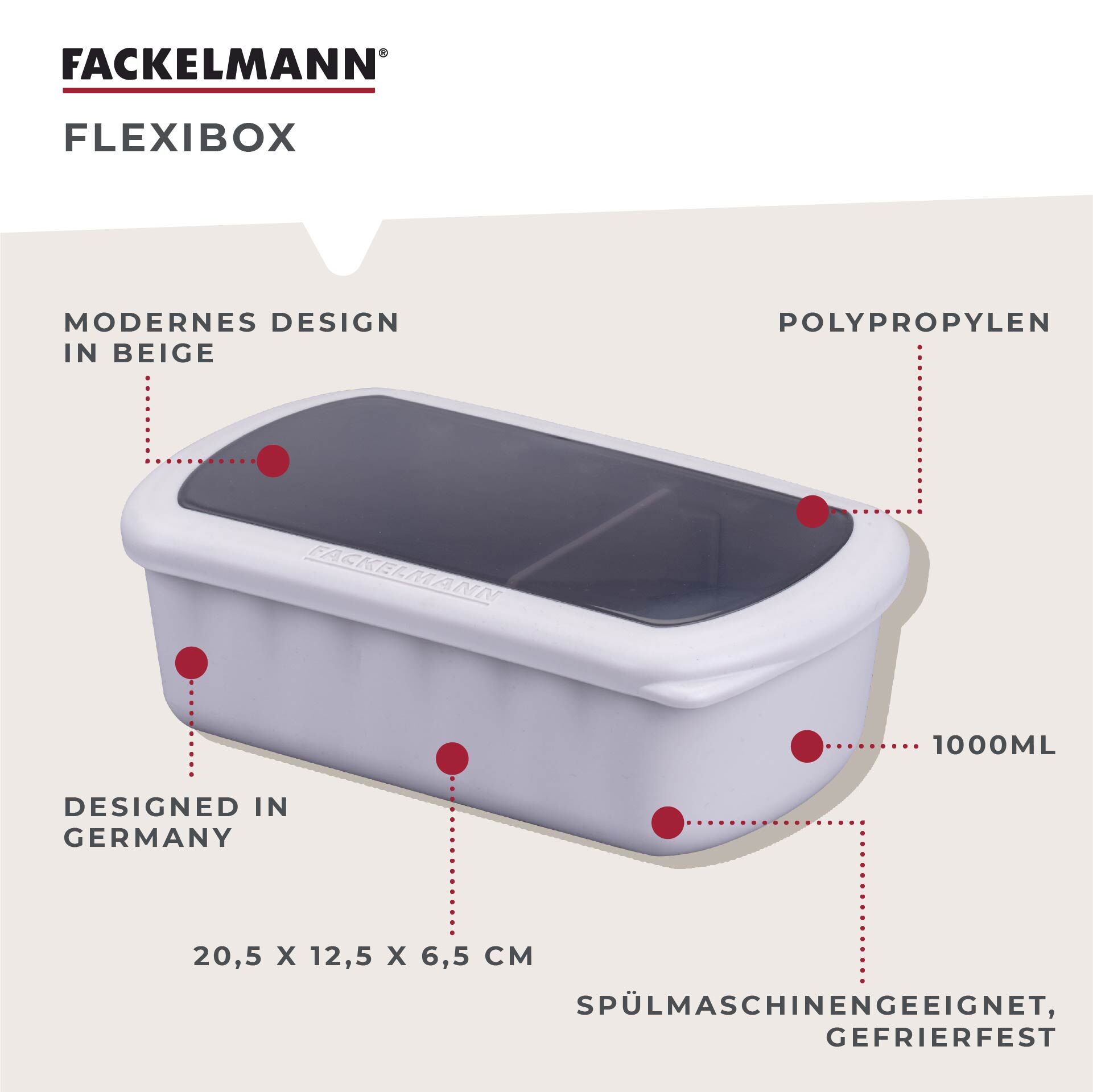 Flexibox Be The Move, beige, 1000ml, 3-tlg.