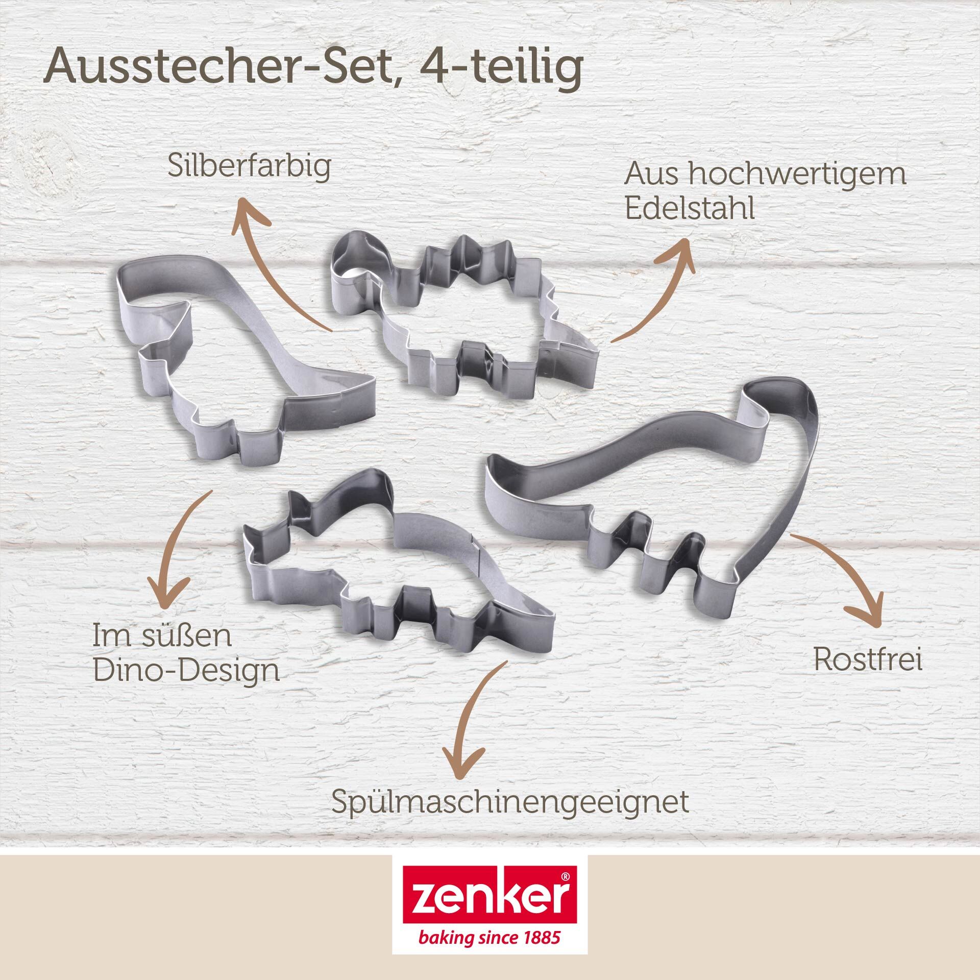 Dinosaurier-Ausstecher-Set, 4-teilig