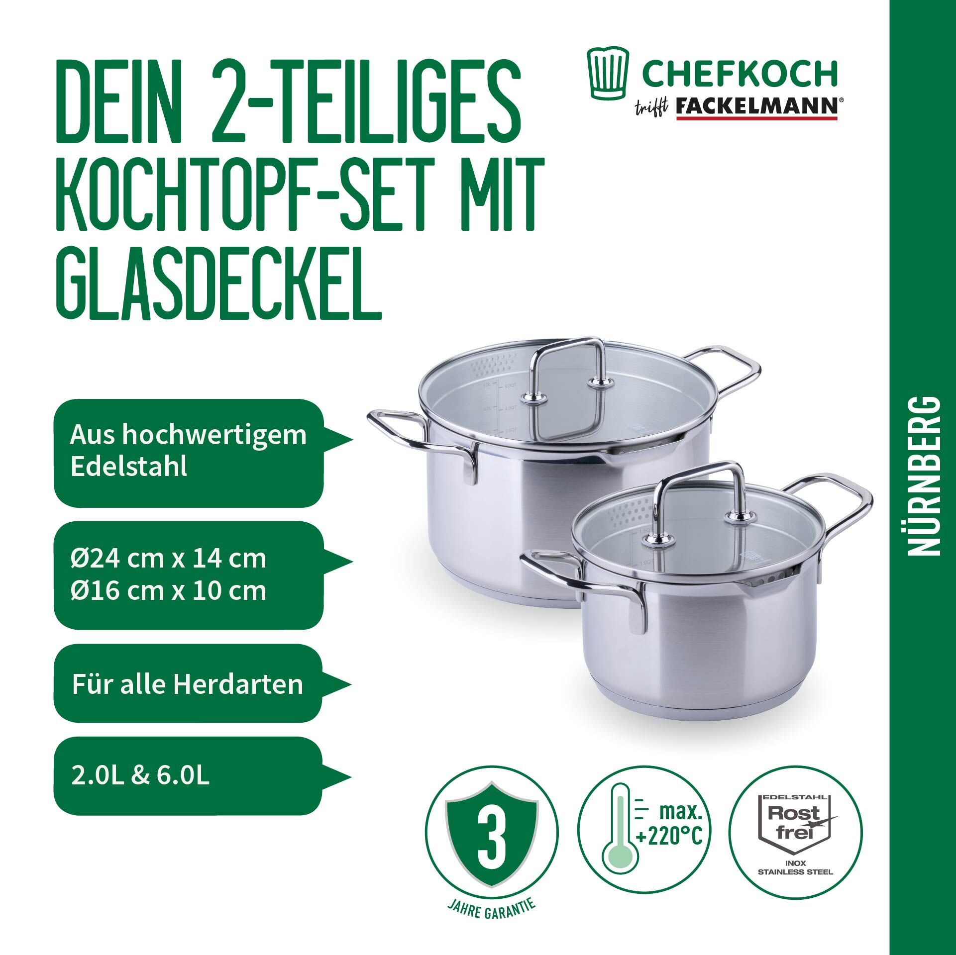 Topfset "Nürnberg", Ø16+24cm, 4tlg.