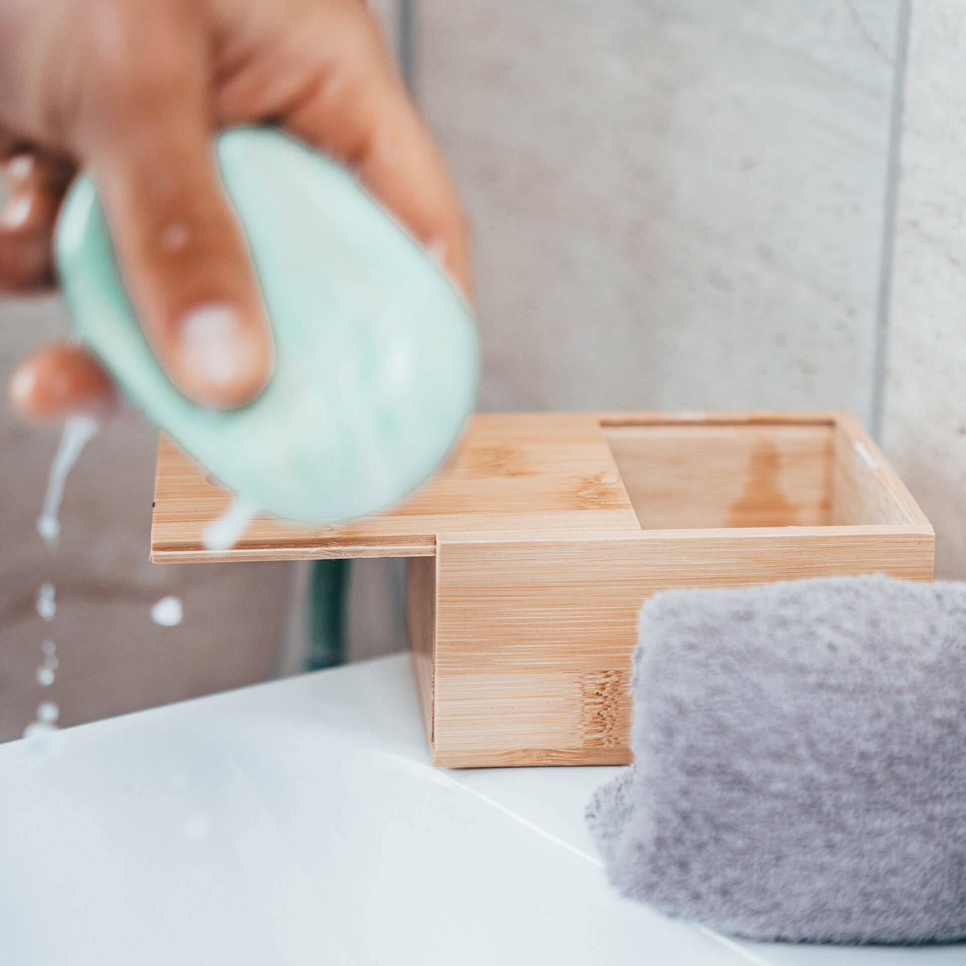 Seifenbox mit Schiebedeckel, Bambus