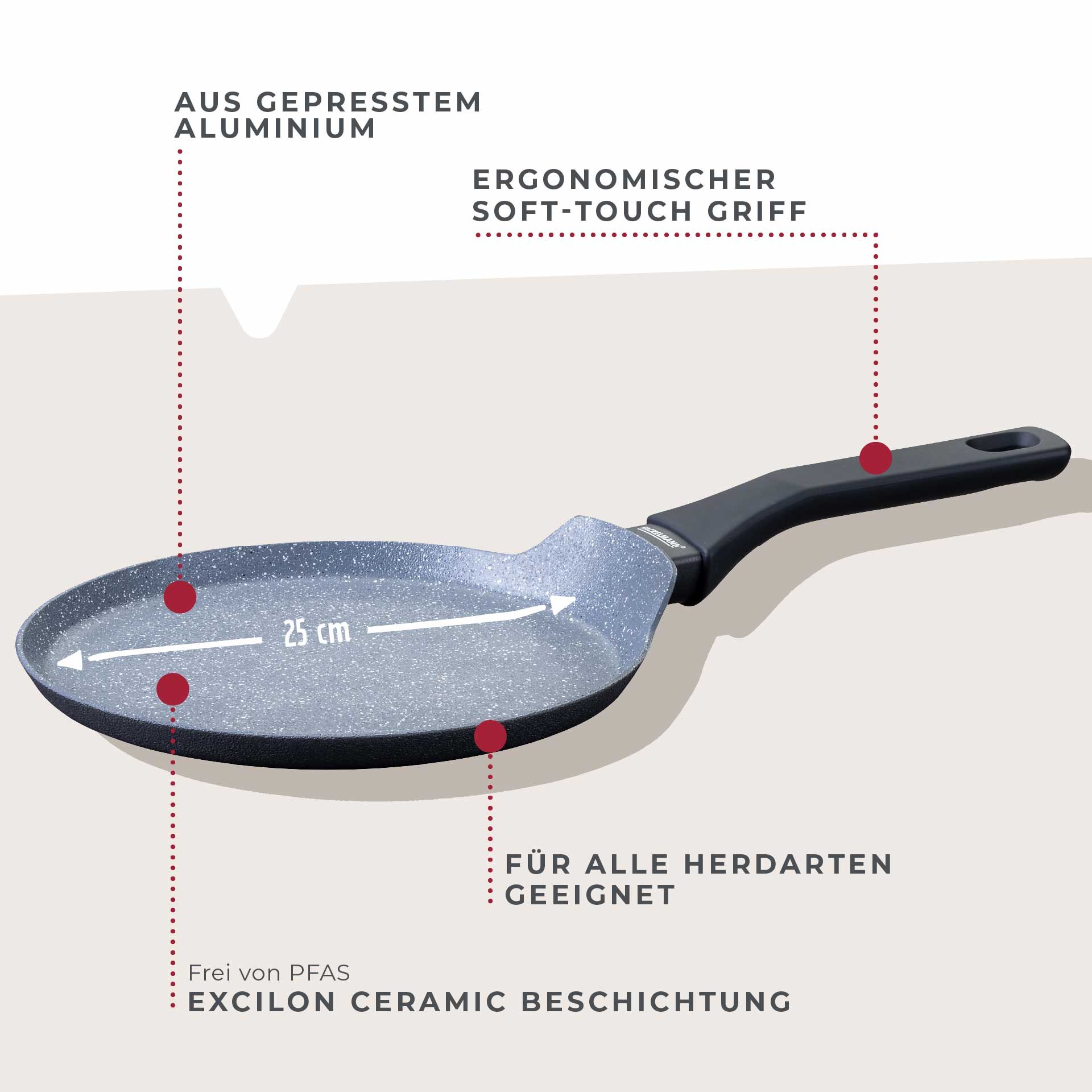 Crêpepfanne Cosmo, Keramik, antihaft, Ø25cm