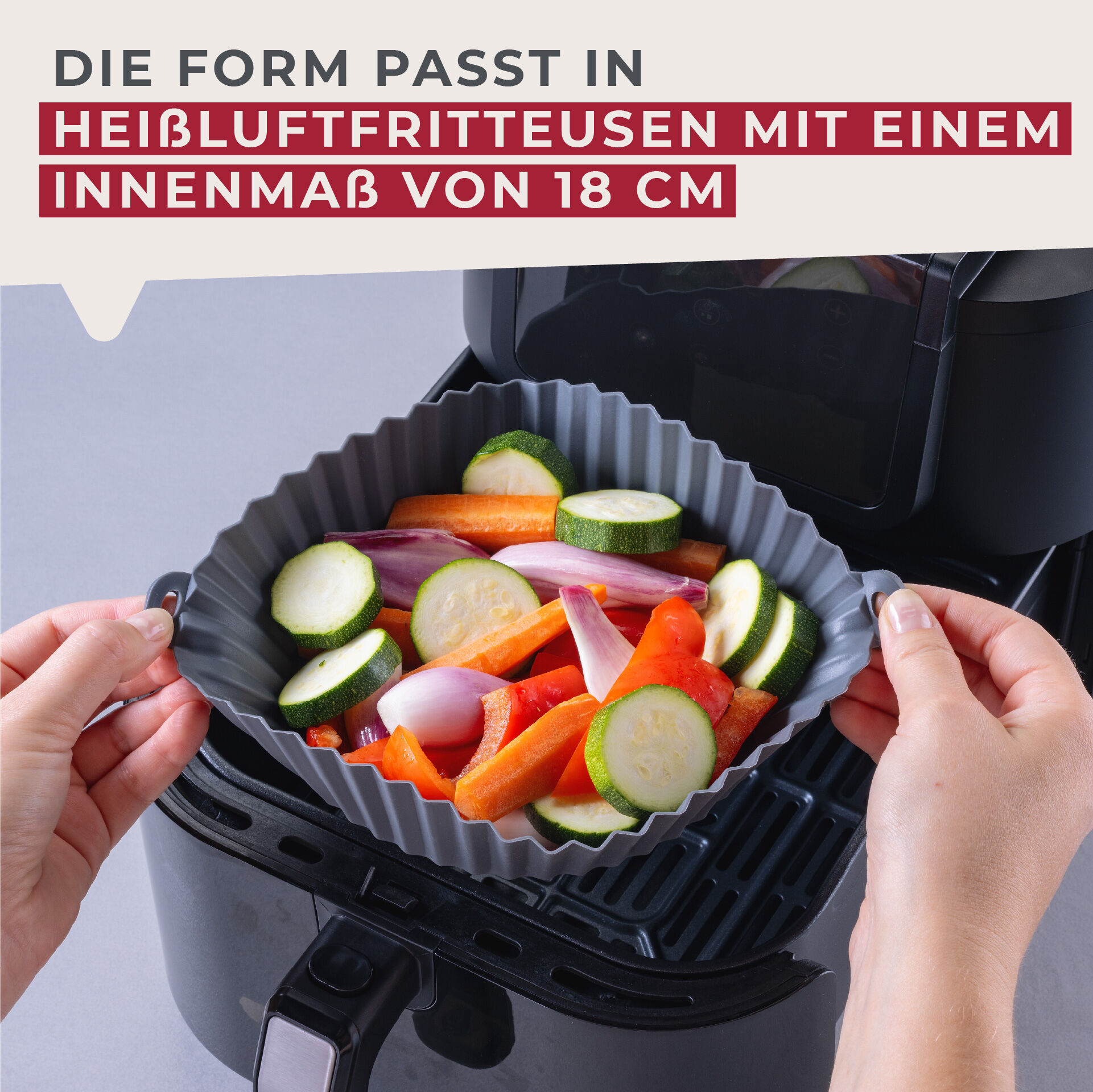 Silikonform für Heißluftfritteuse rund, Ø15cm