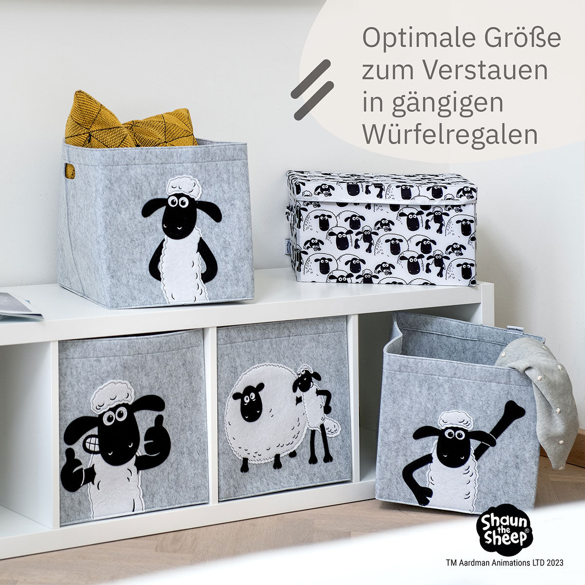 Aufbewahrungsbox Shaun Daumen hoch, Filz, 33x33x33cm