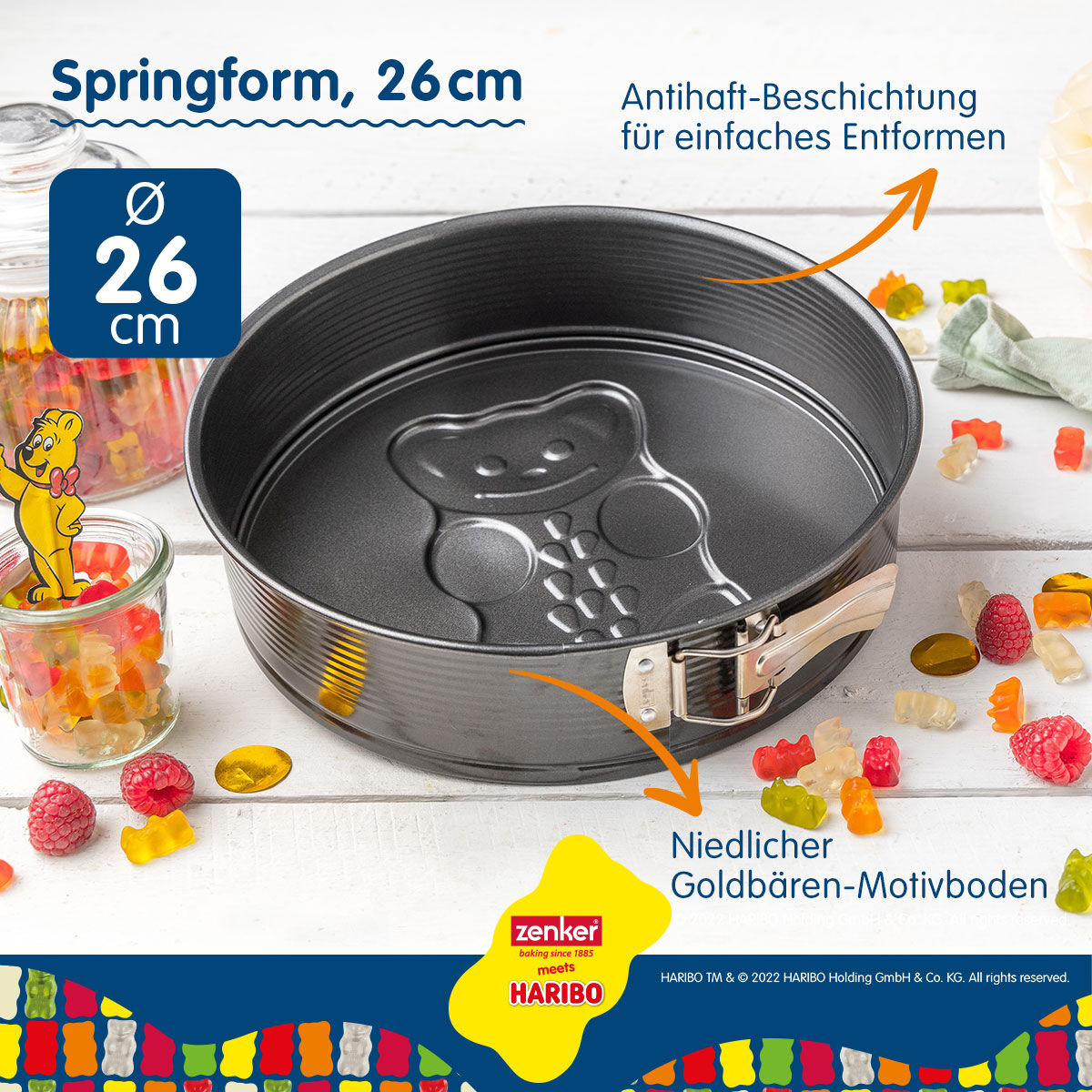 Springform mit Motivboden HARIBO Goldbär, Ø26cm