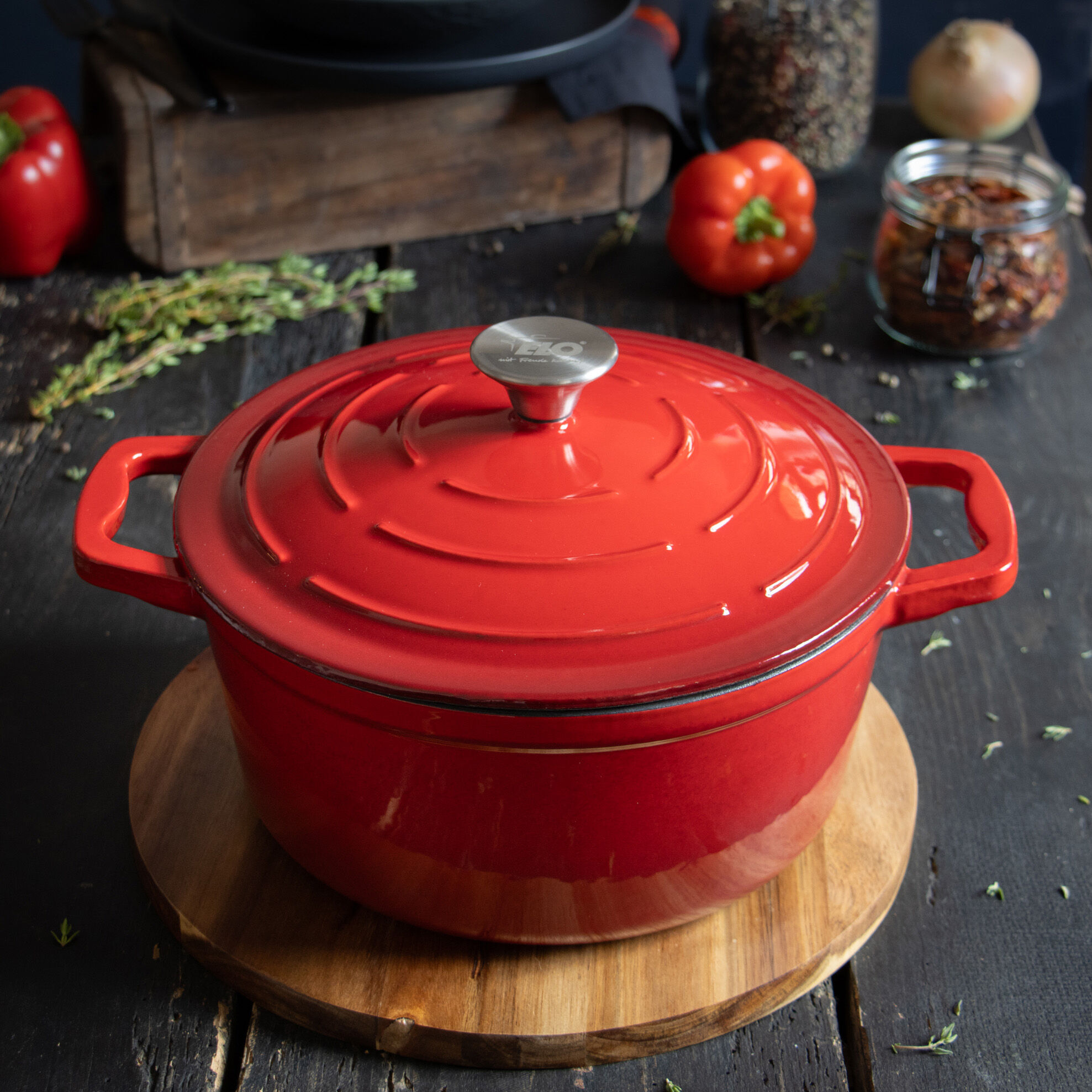 Servierpfanne mit Deckel kirschrot Ø28cm