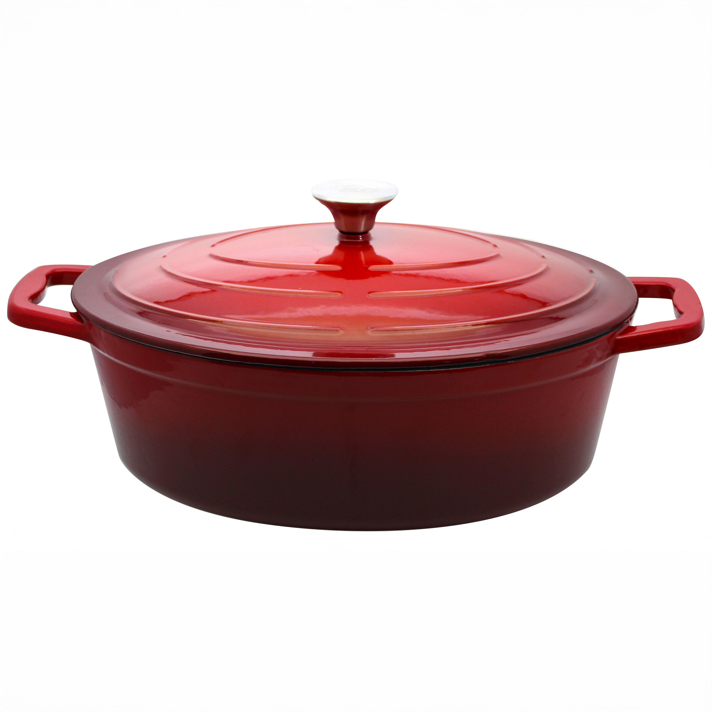 Schmortopf mit Deckel kirschrot Ø33cm, oval