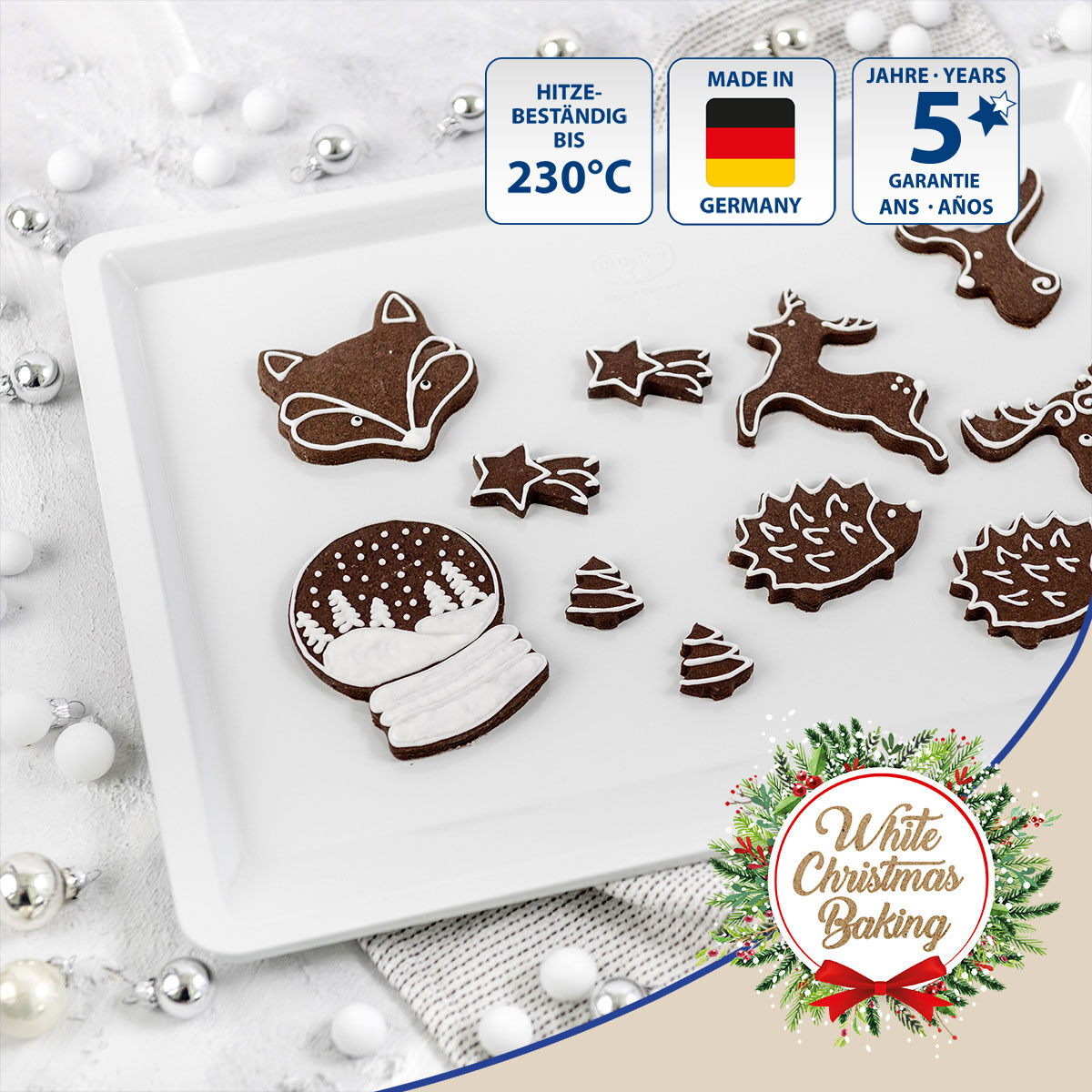 Back- und Plätzchenblech White Christmas Baking
