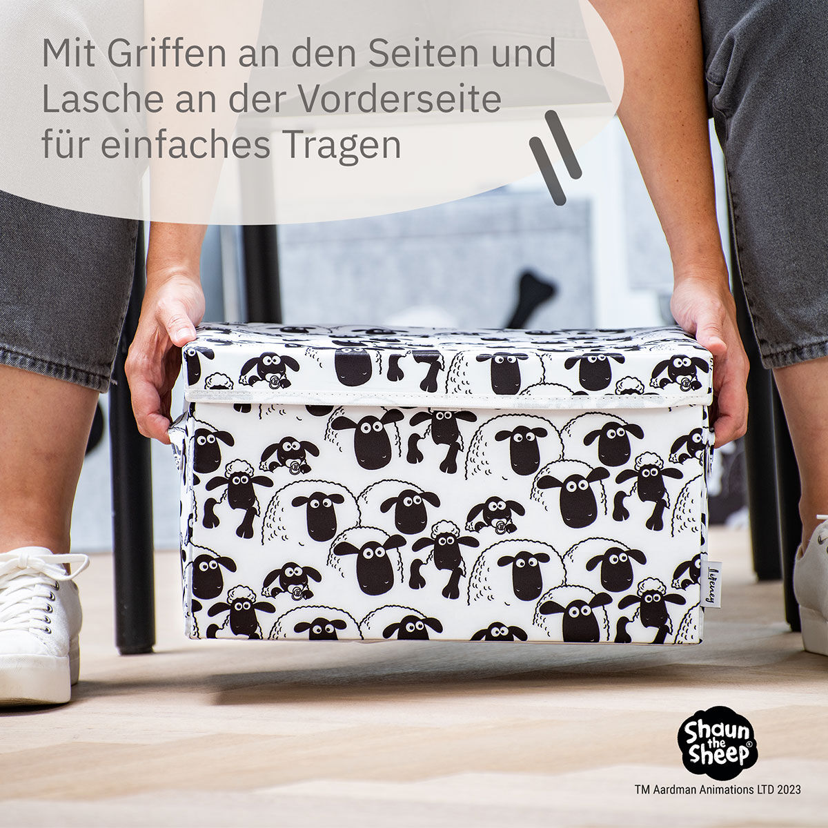 Aufbewahrungsbox mit Deckel Shaun weiß, 25x37x21cm