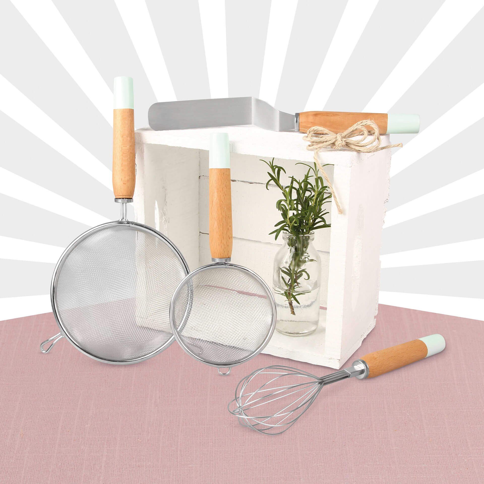 Sieb mit Holzgriff Modern Baking Retro Design, Ø10cm