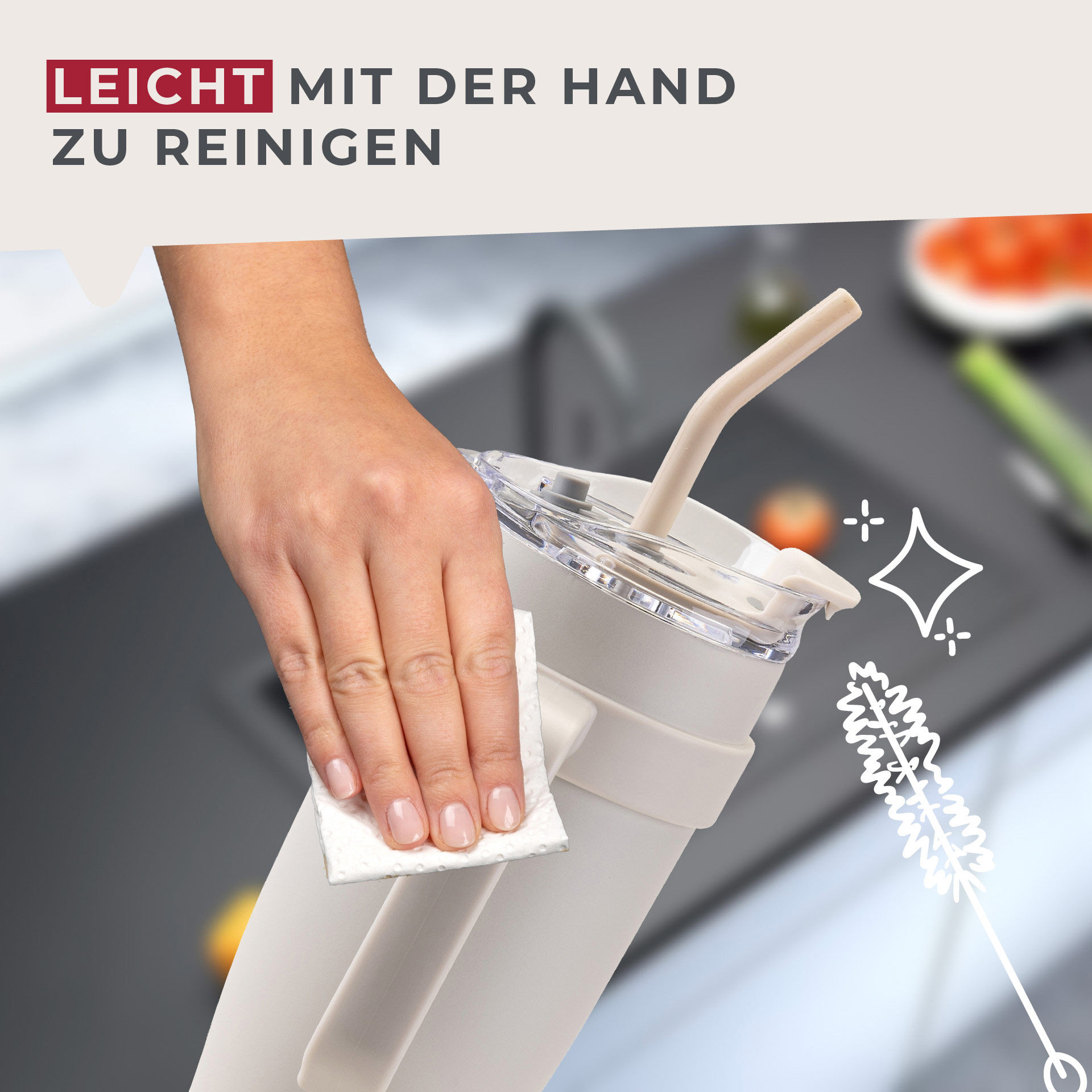 Thermotrinkbecher Beige, 1,2 L