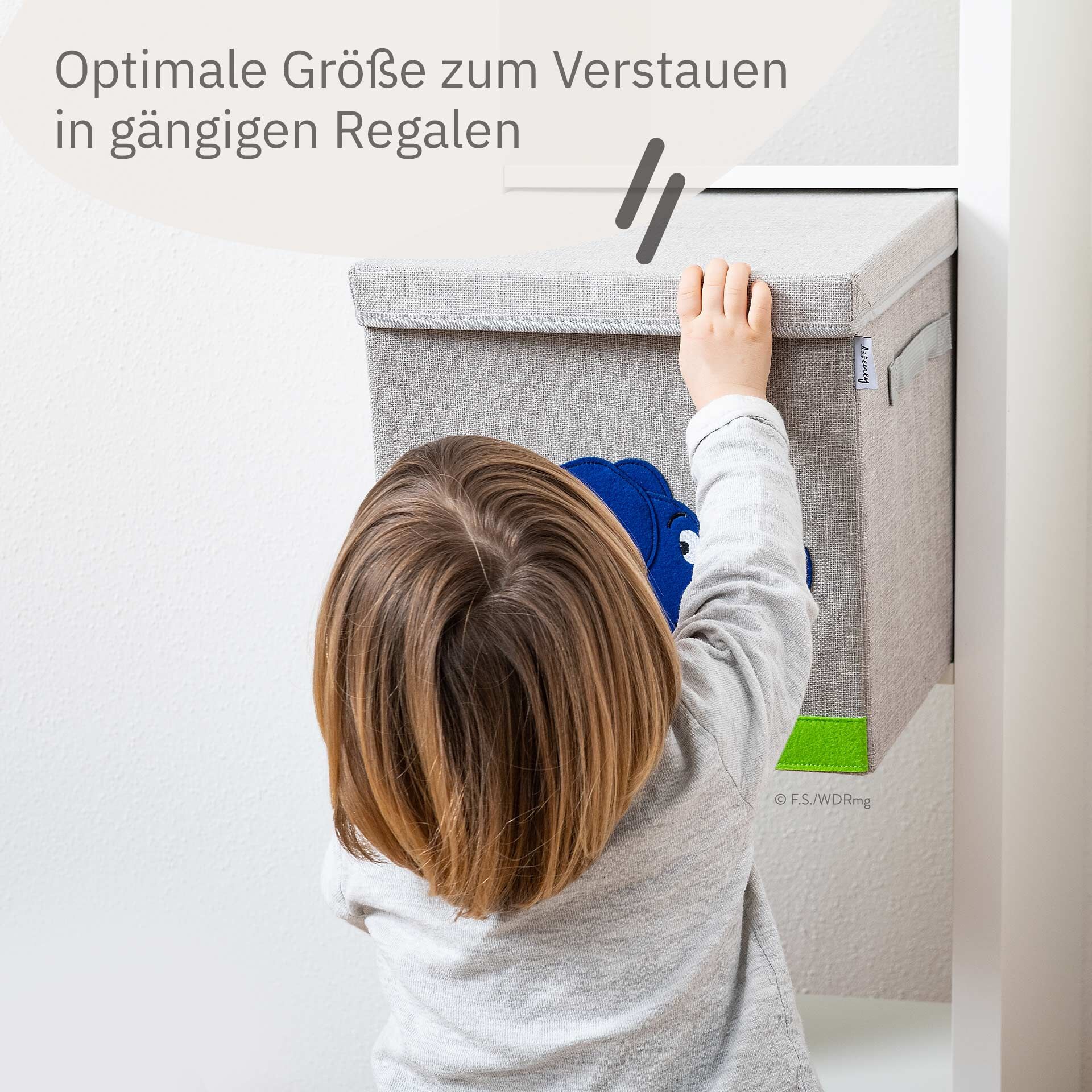 Aufbewahrungsbox mit Deckel DieMaus Elefant laufend, 33x33x33cm