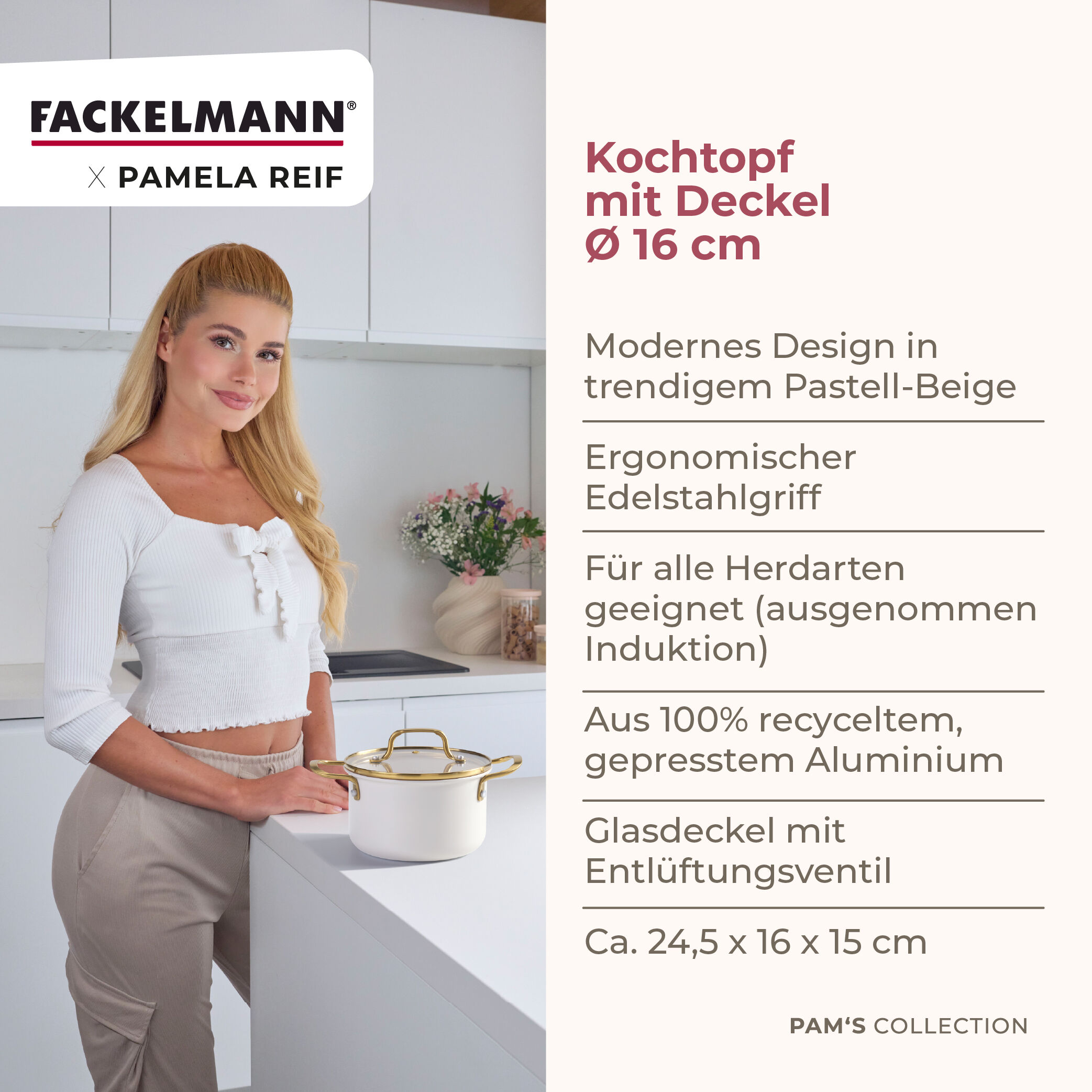 Pamela Reif Kochtopf mit Deckel Signature, Ø16cm