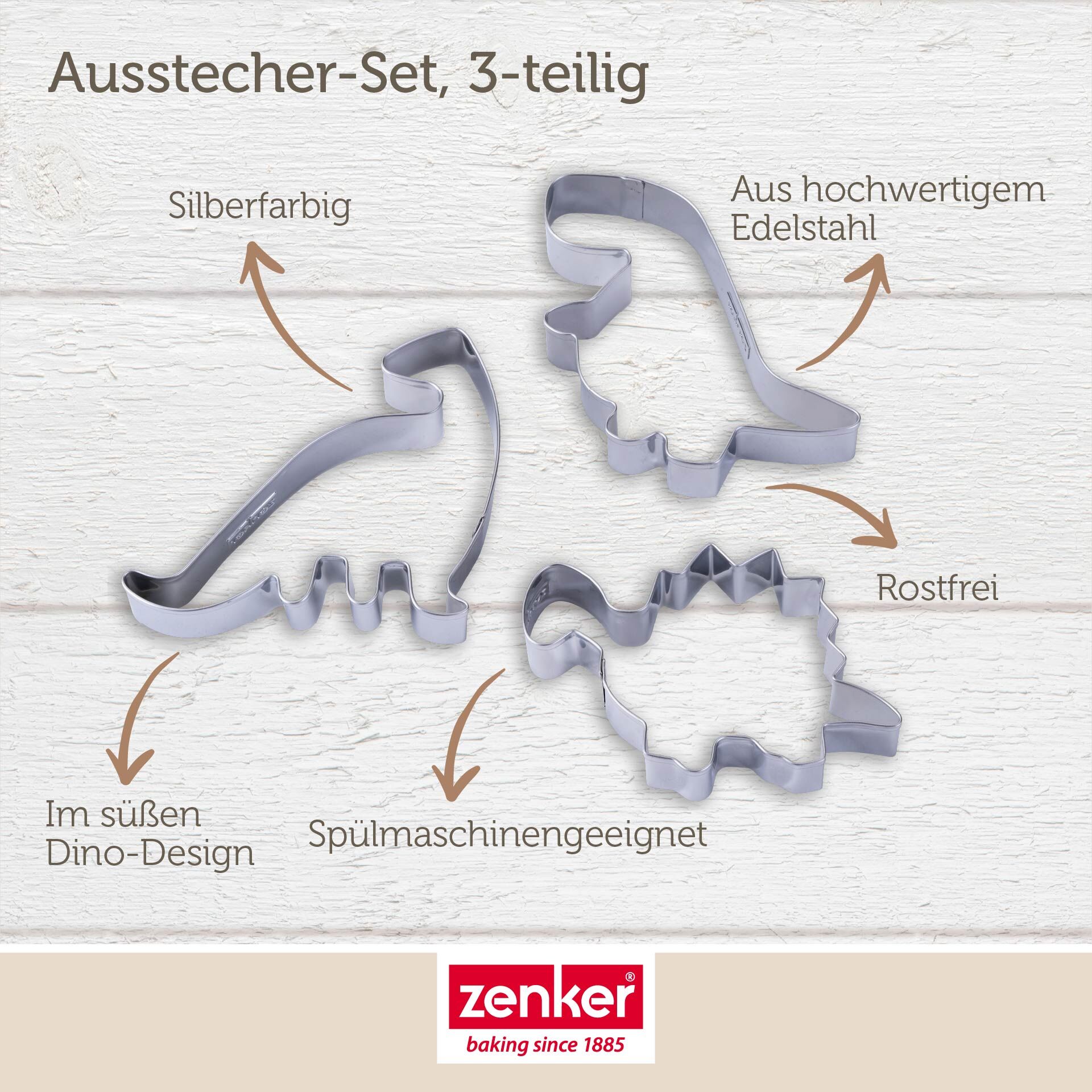 Dino Ausstecher-Set, 3-teilig